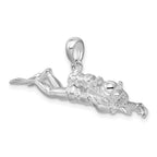 De-Ani Sterling Silver Rhodium-Plated Polished 3D Male Scuba Diver Pendant