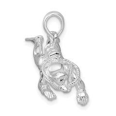 De-Ani Sterling Silver Rhodium-Plated Polished 3D Female Scuba Diver Pendant