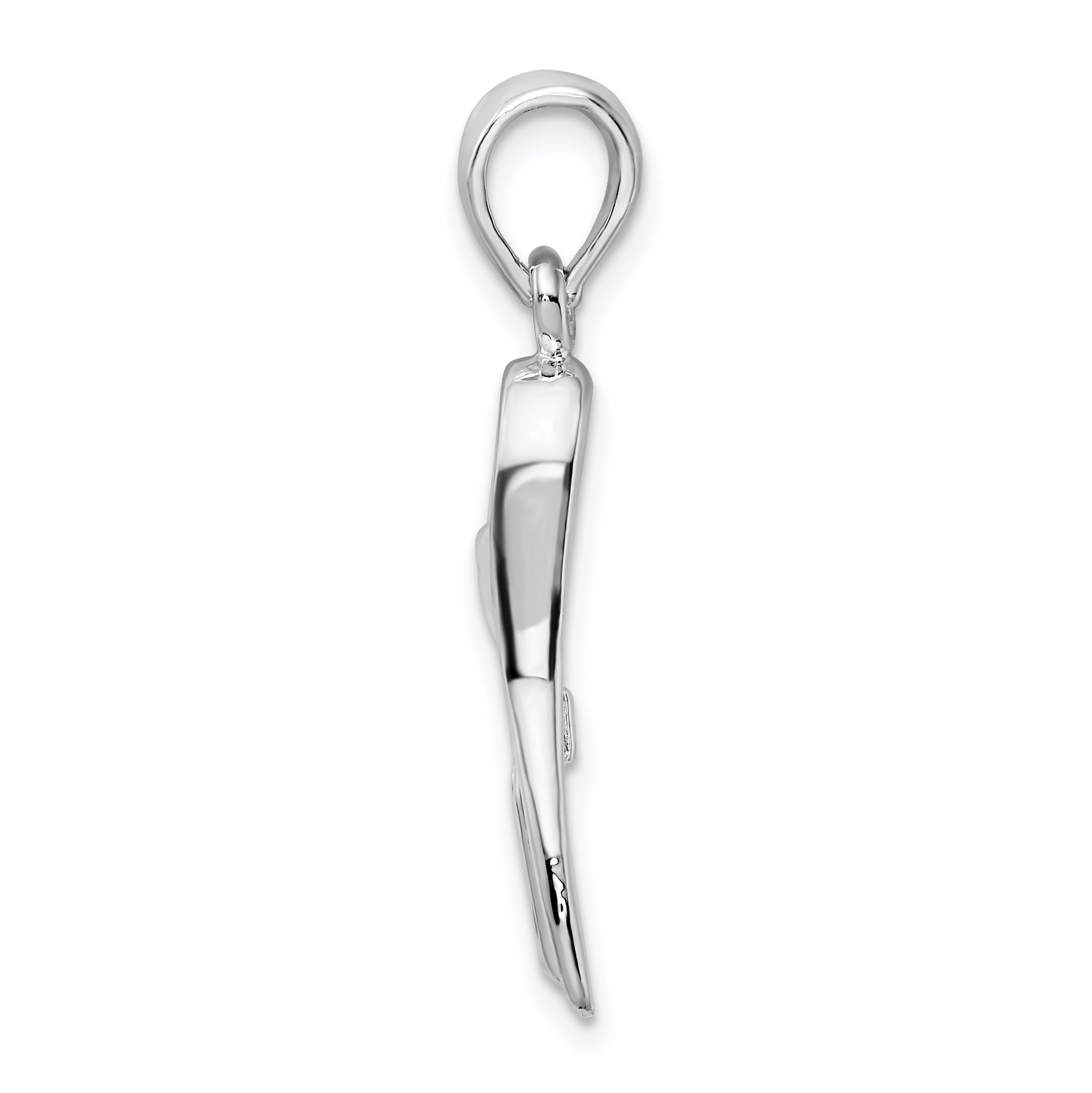 De-Ani Sterling Silver Rhodium-Plated Polished 3D Scuba Flipper Pendant Secondary image