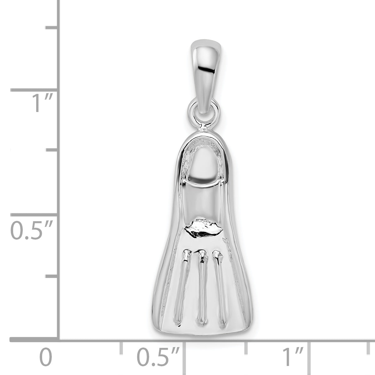 De-Ani Sterling Silver Rhodium-Plated Polished 3D Scuba Flipper Pendant