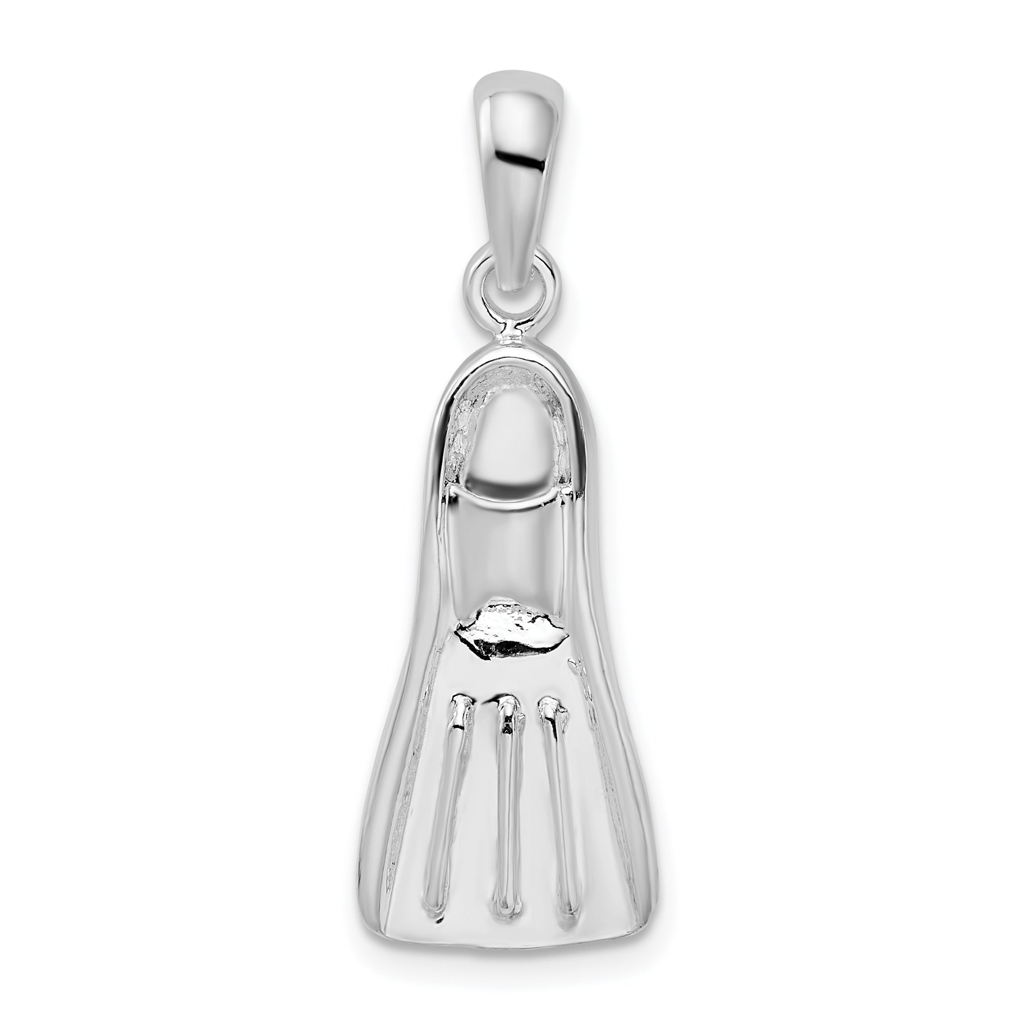 De-Ani Sterling Silver Rhodium-Plated Polished 3D Scuba Flipper Pendant Main image