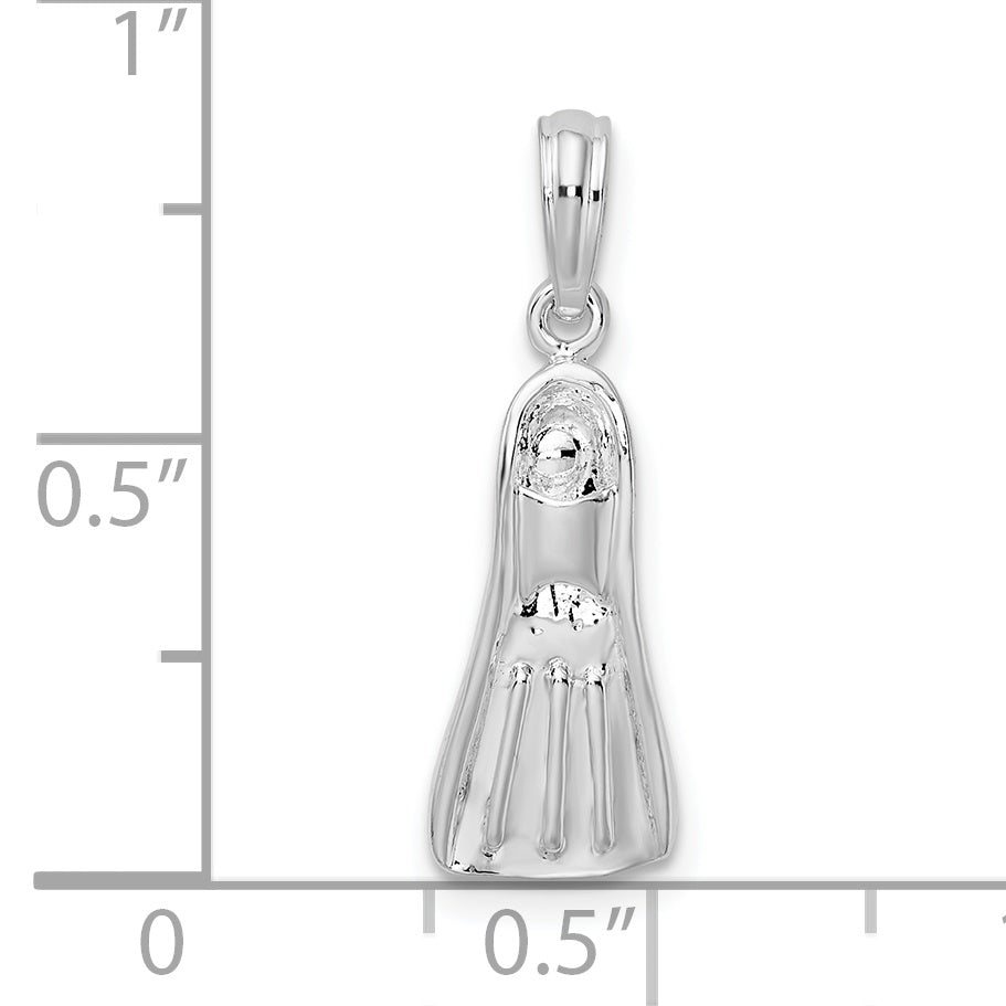 De-Ani Sterling Silver Rhodium-plated Polished 3D Scuba Flipper Pendant