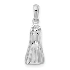 De-Ani Sterling Silver Rhodium-plated Polished 3D Scuba Flipper Pendant