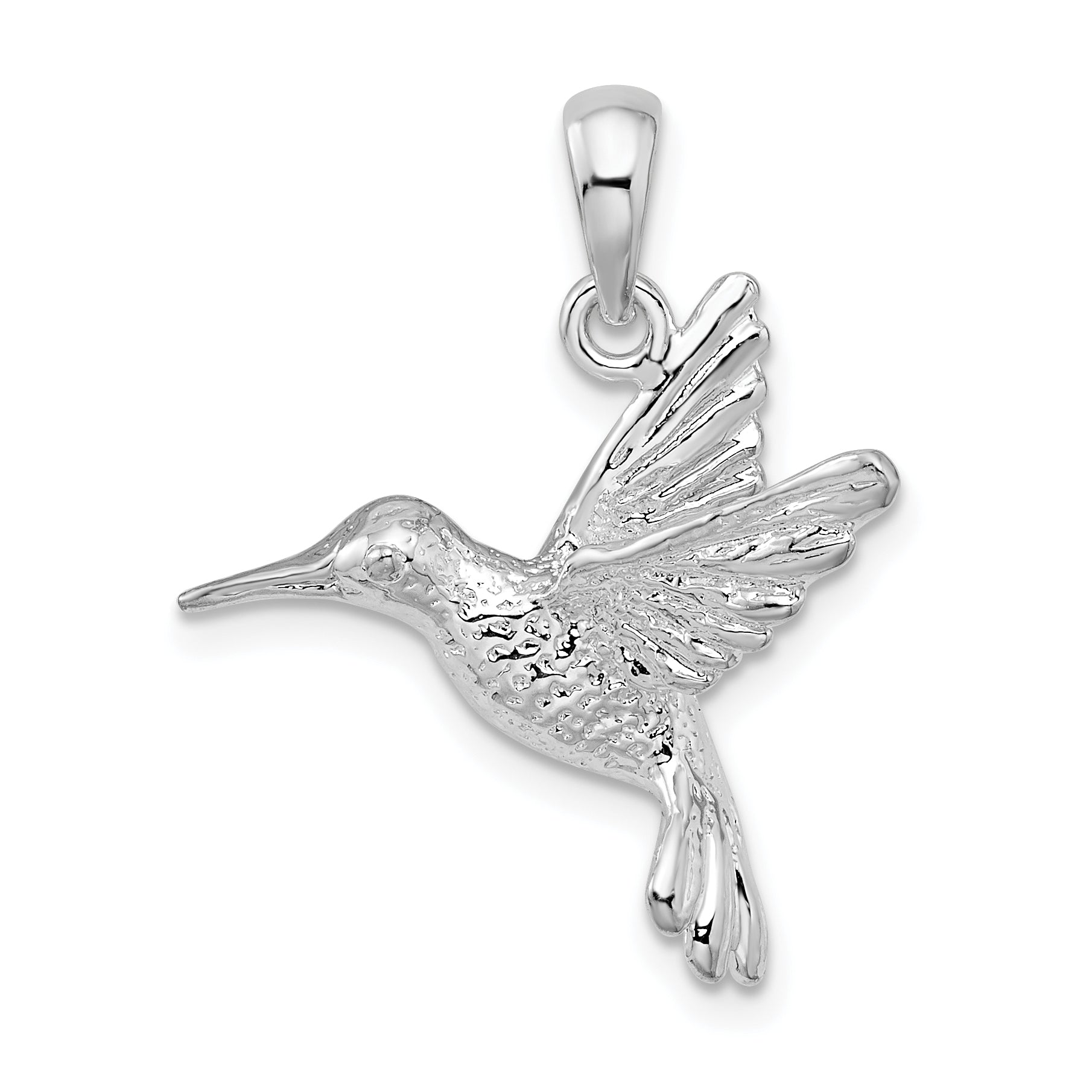De-Ani Sterling Silver Rhodium-Plated Polished Hummingbird Pendant Main image
