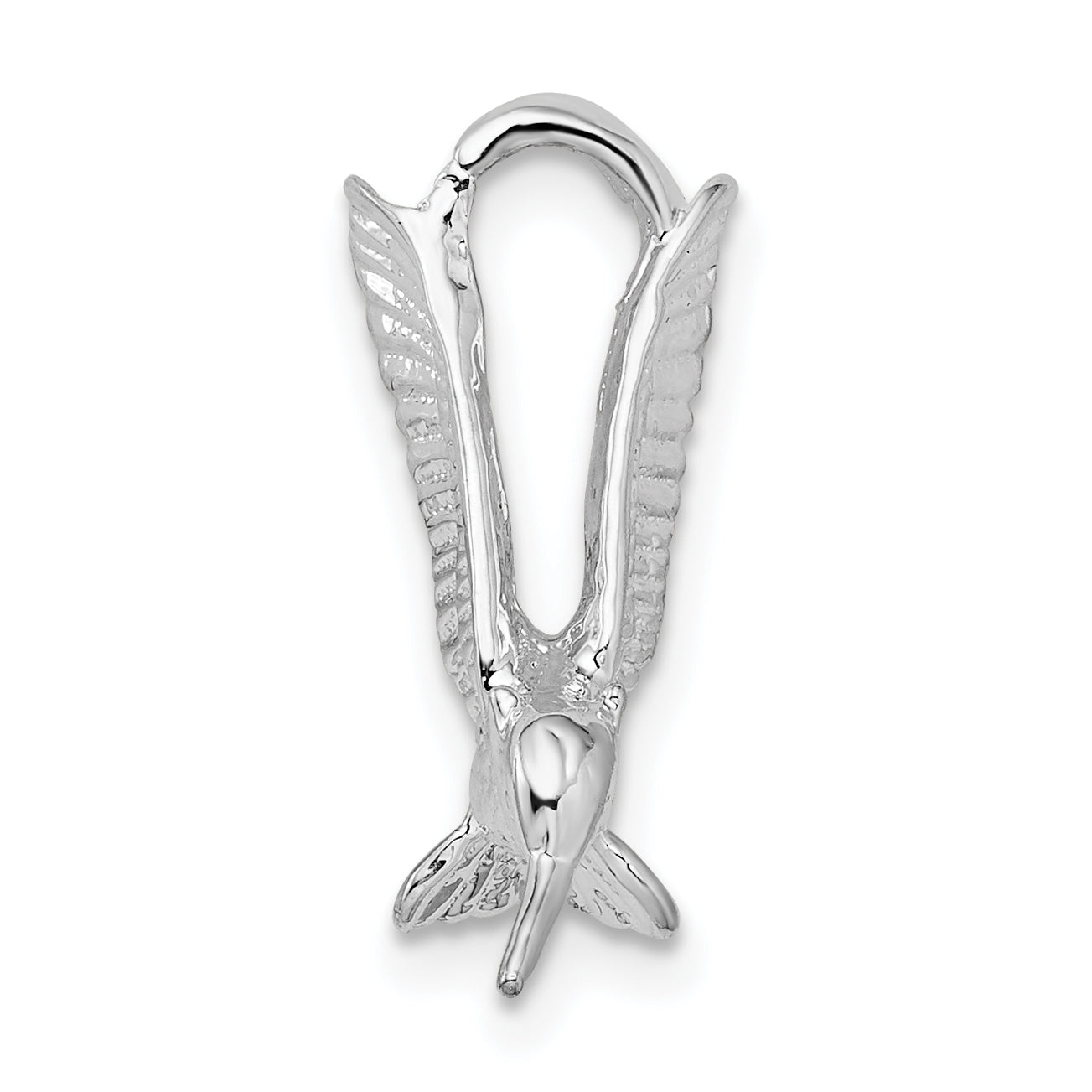 De-Ani Sterling Silver Rhodium-Plated Polished 3D Hummingbird Slide Secondary image