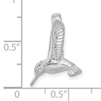 De-Ani Sterling Silver Rhodium-Plated Polished 3D Hummingbird Slide