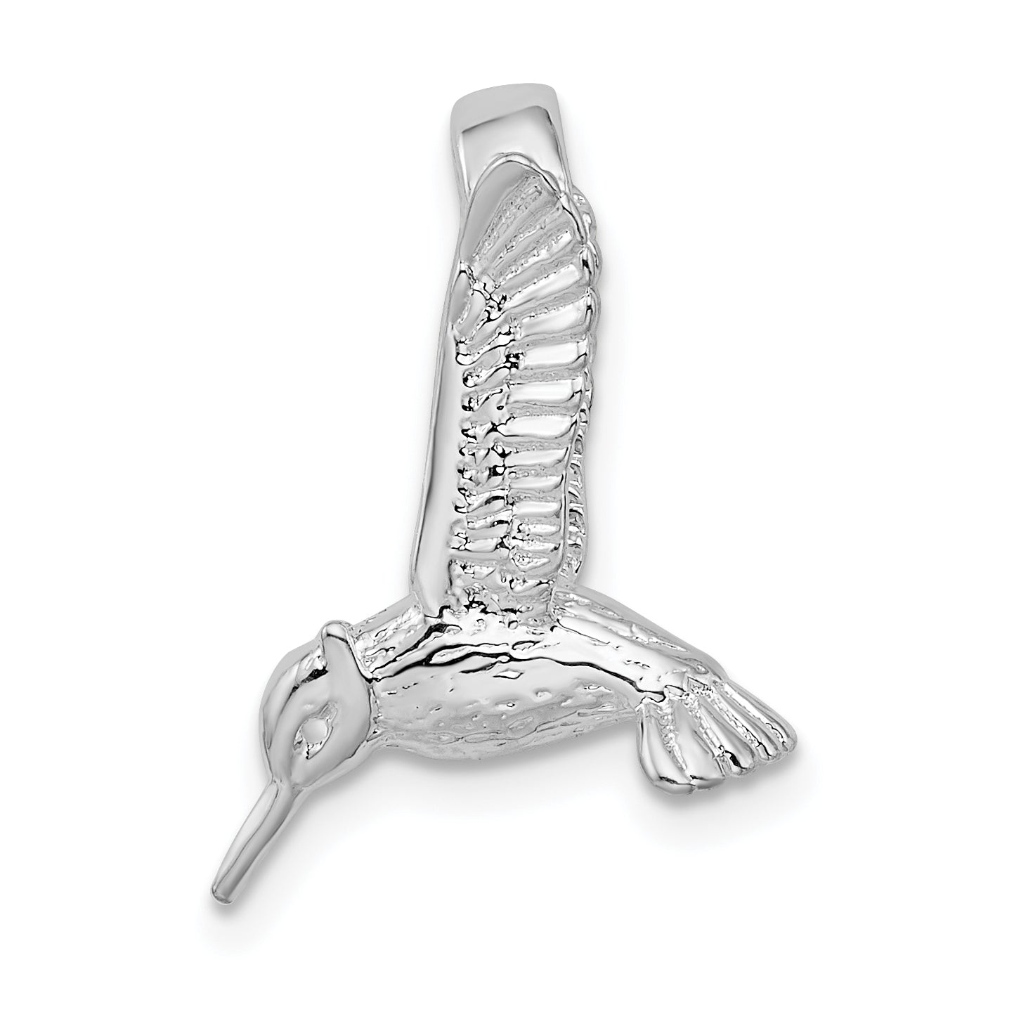 De-Ani Sterling Silver Rhodium-Plated Polished 3D Hummingbird Slide Main image