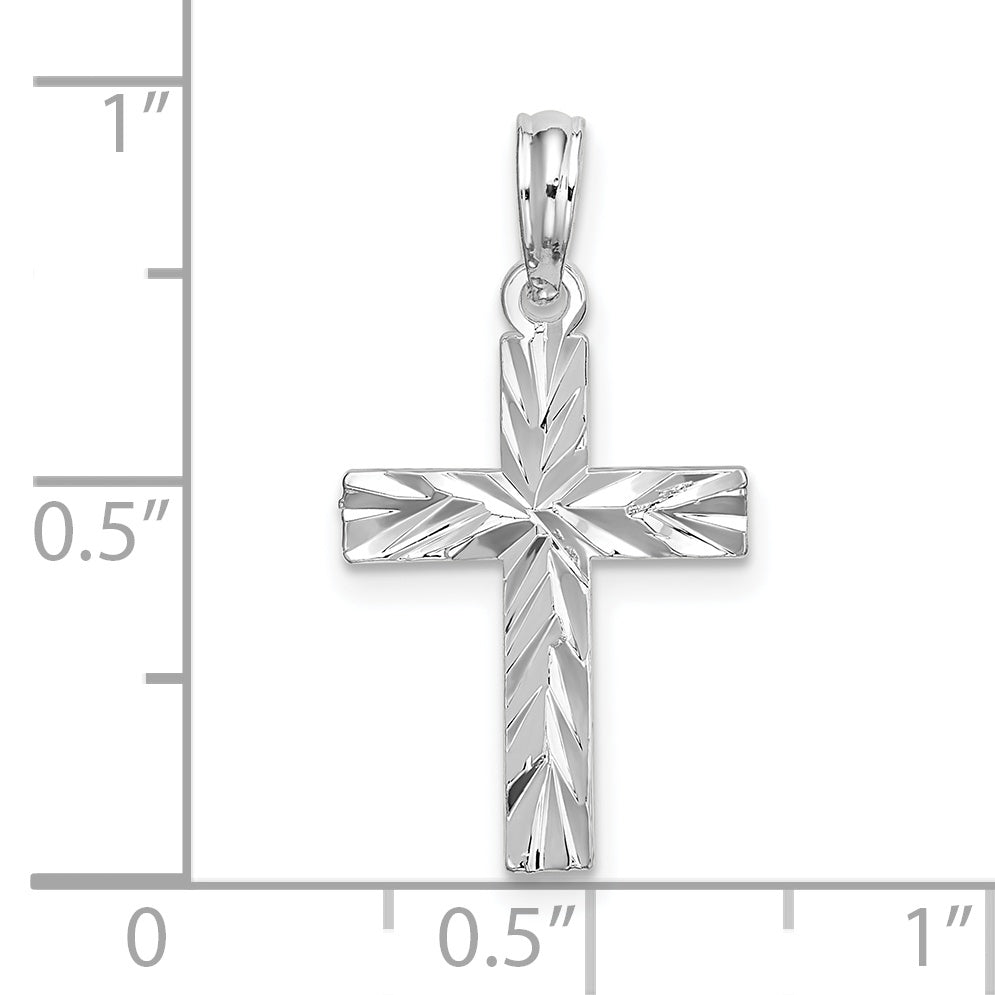 De-Ani Sterling Silver Rhodium-plated All-Over Diamond-Cut Latin Cross Pendant