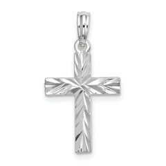 De-Ani Sterling Silver Rhodium-plated All-Over Diamond-Cut Latin Cross Pendant