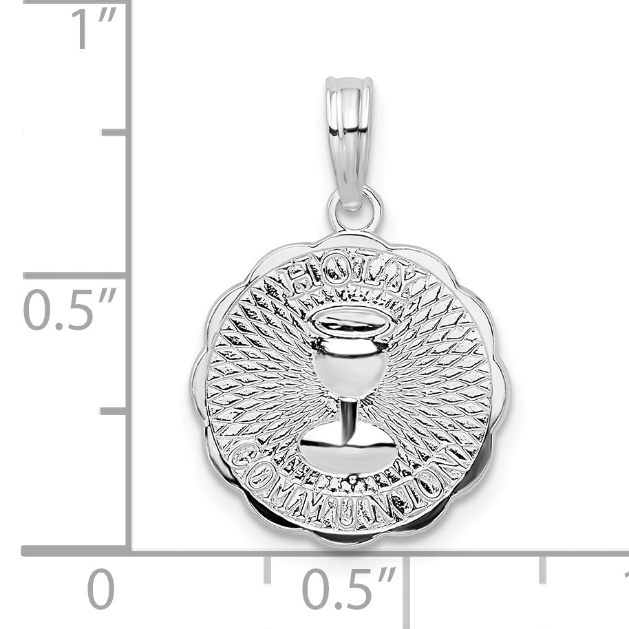 De-Ani Sterling Silver Rhodium-Plated Scalloped Holy Communion Pendant Secondary image