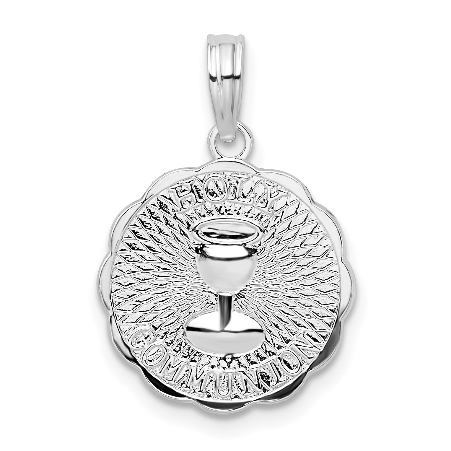 De-Ani Sterling Silver Rhodium-Plated Scalloped Holy Communion Pendant Main image