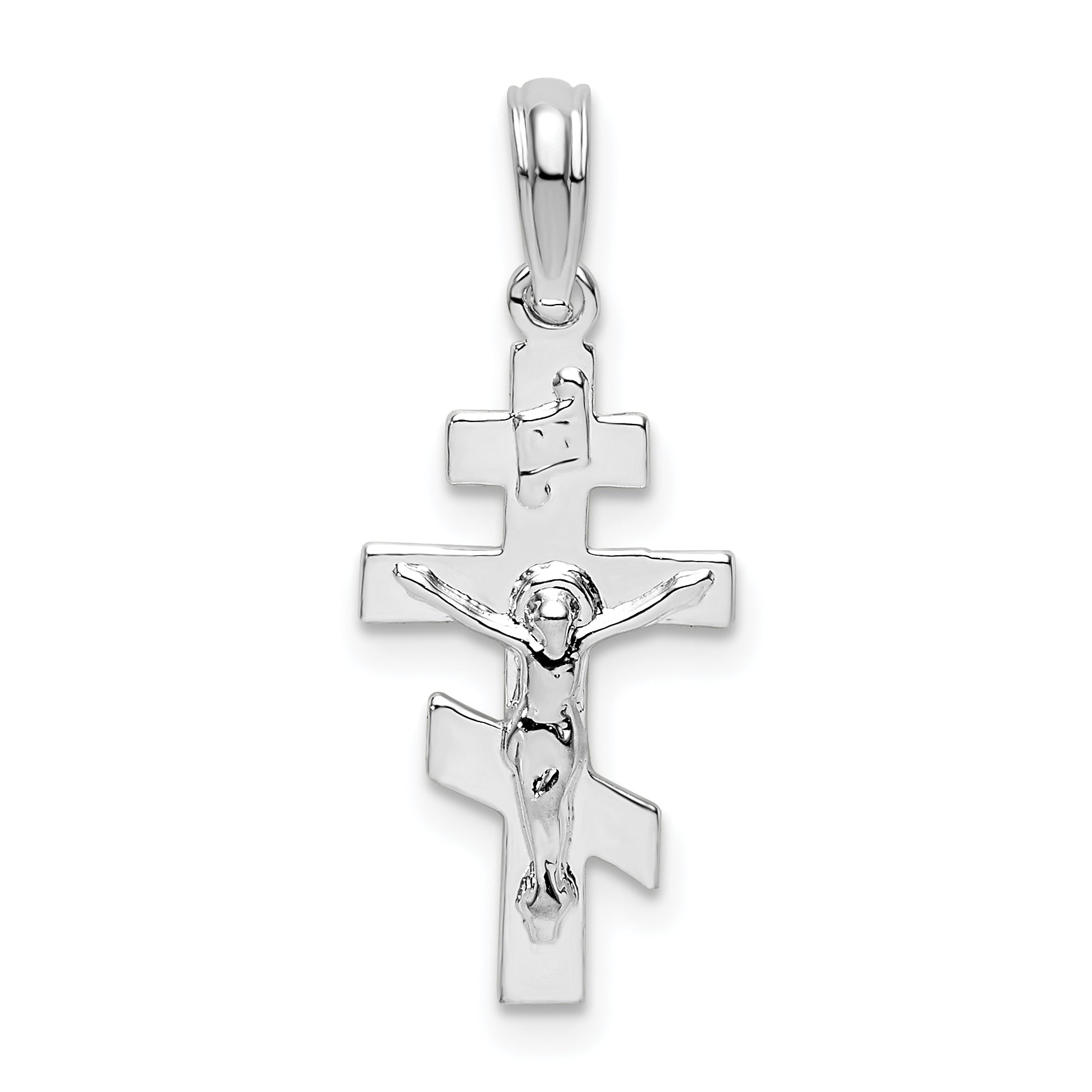 De-Ani Sterling Silver Rhodium-Plated Polished Byzantine Crucifix Pendant Main image