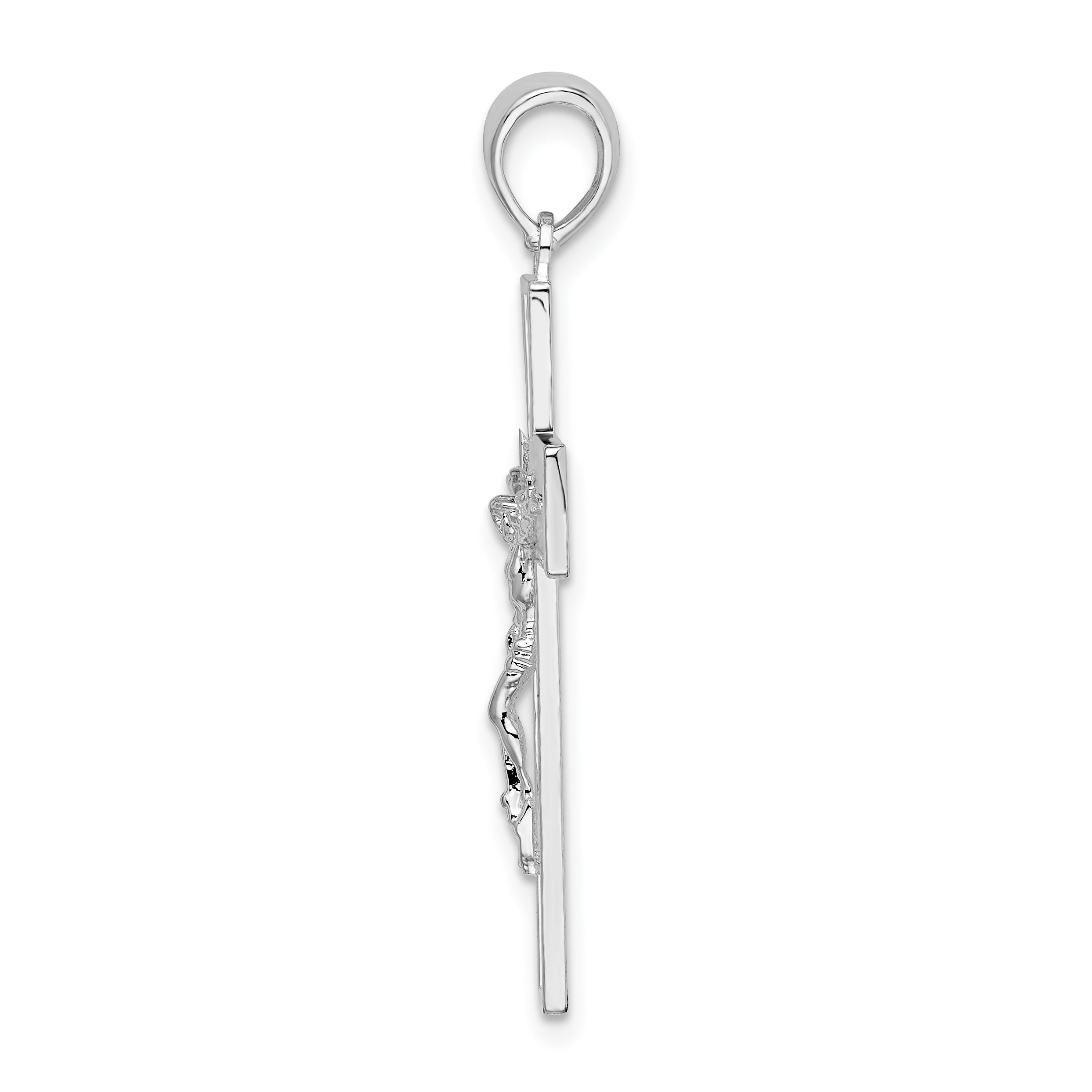 De-Ani Sterling Silver Rhodium-Plated Textured Latin Crucifix Pendant Secondary image