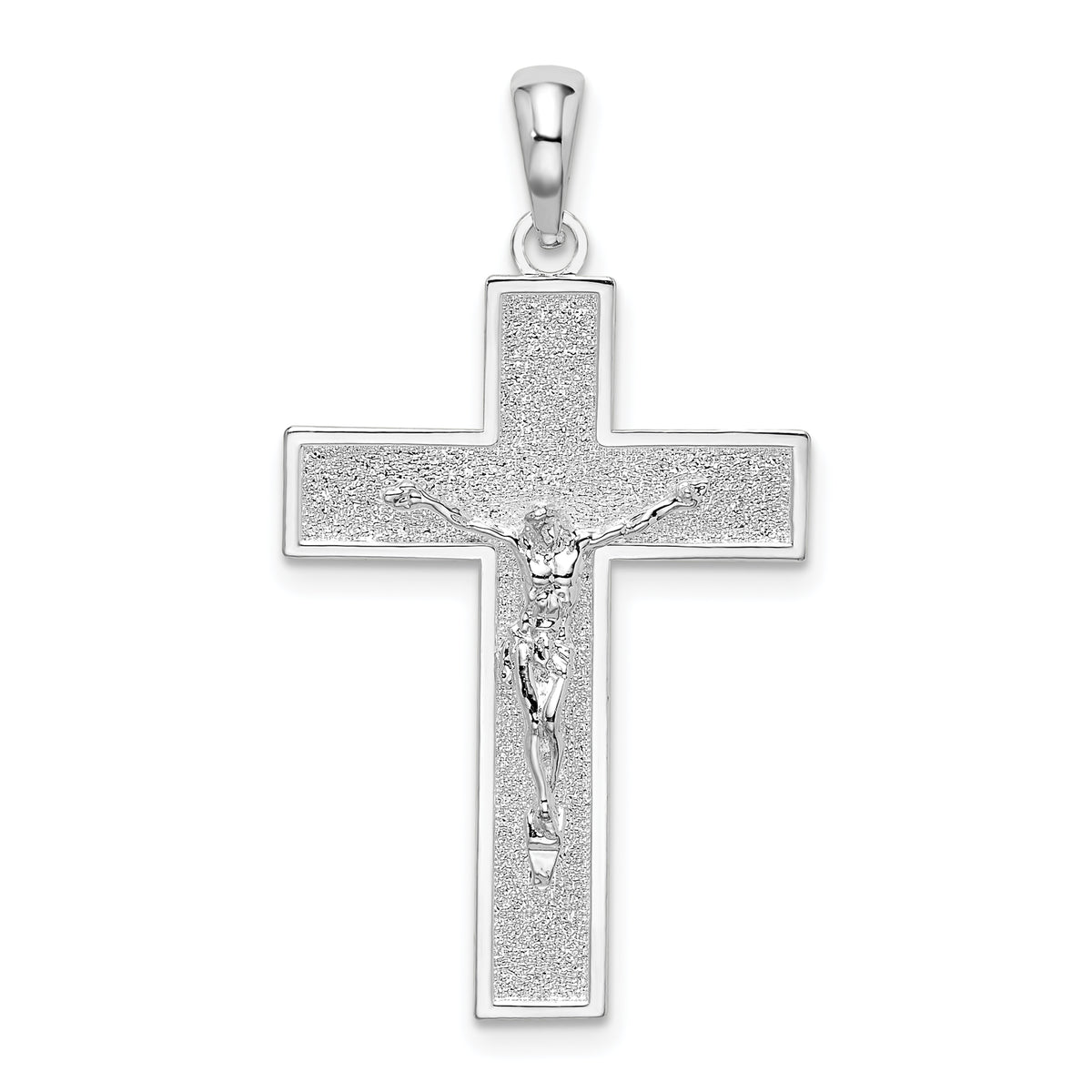 De-Ani Sterling Silver Rhodium-Plated Textured Latin Crucifix Pendant