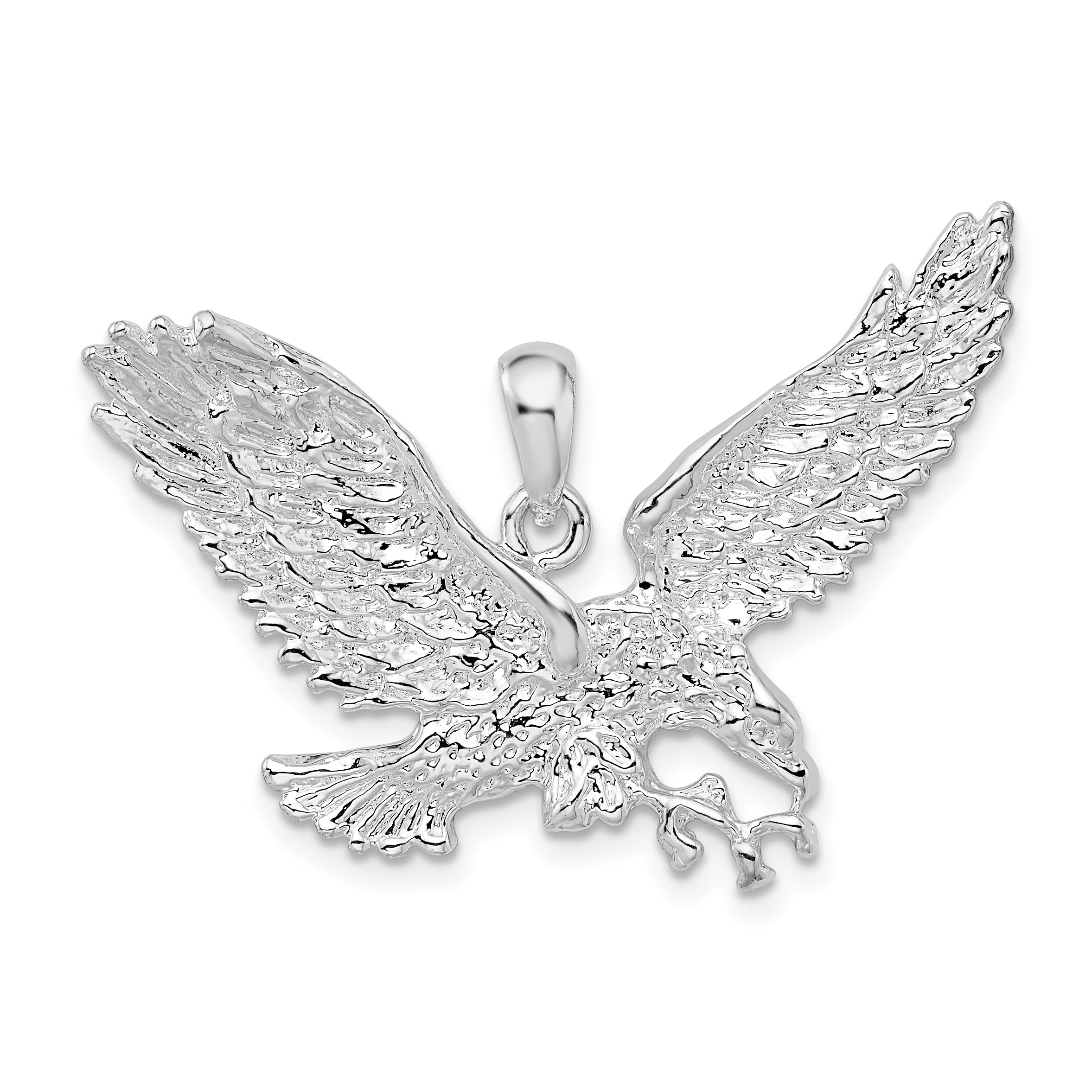 De-Ani Sterling Silver Rhodium-Plated Polished Flying Eagle Pendant Main image