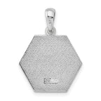 De-Ani Sterling Silver Rhodium-Plated Polished Caduceus Hexagon Disc Pendant