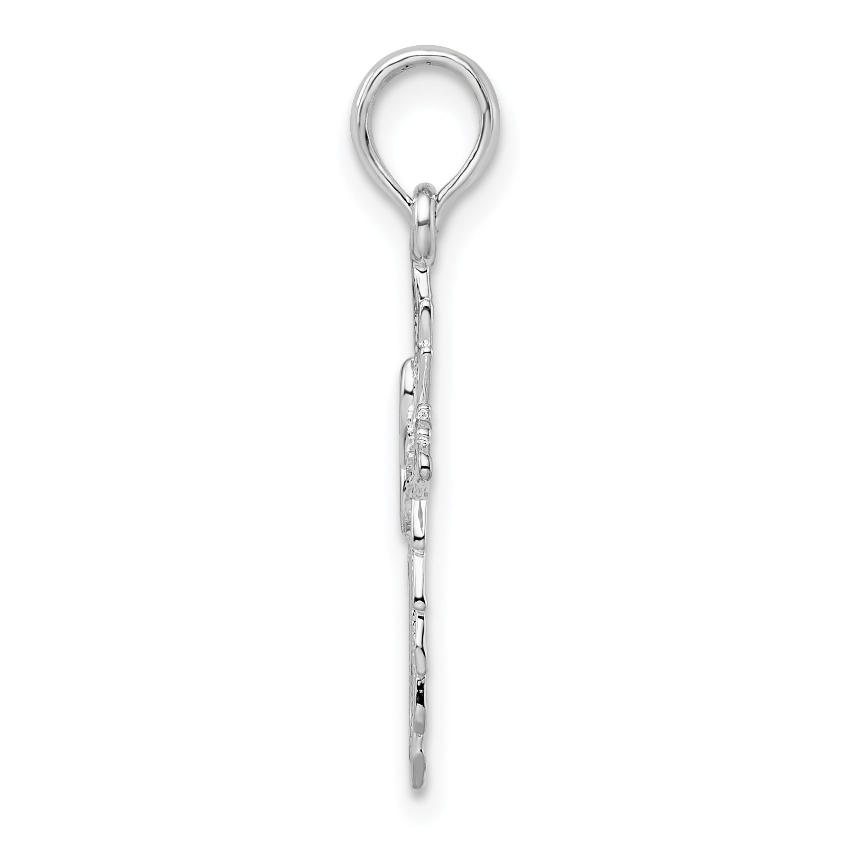 De-Ani Sterling Silver Rhodium-Plated Scalloped Edge Cut-Out Cross Pendant Secondary image