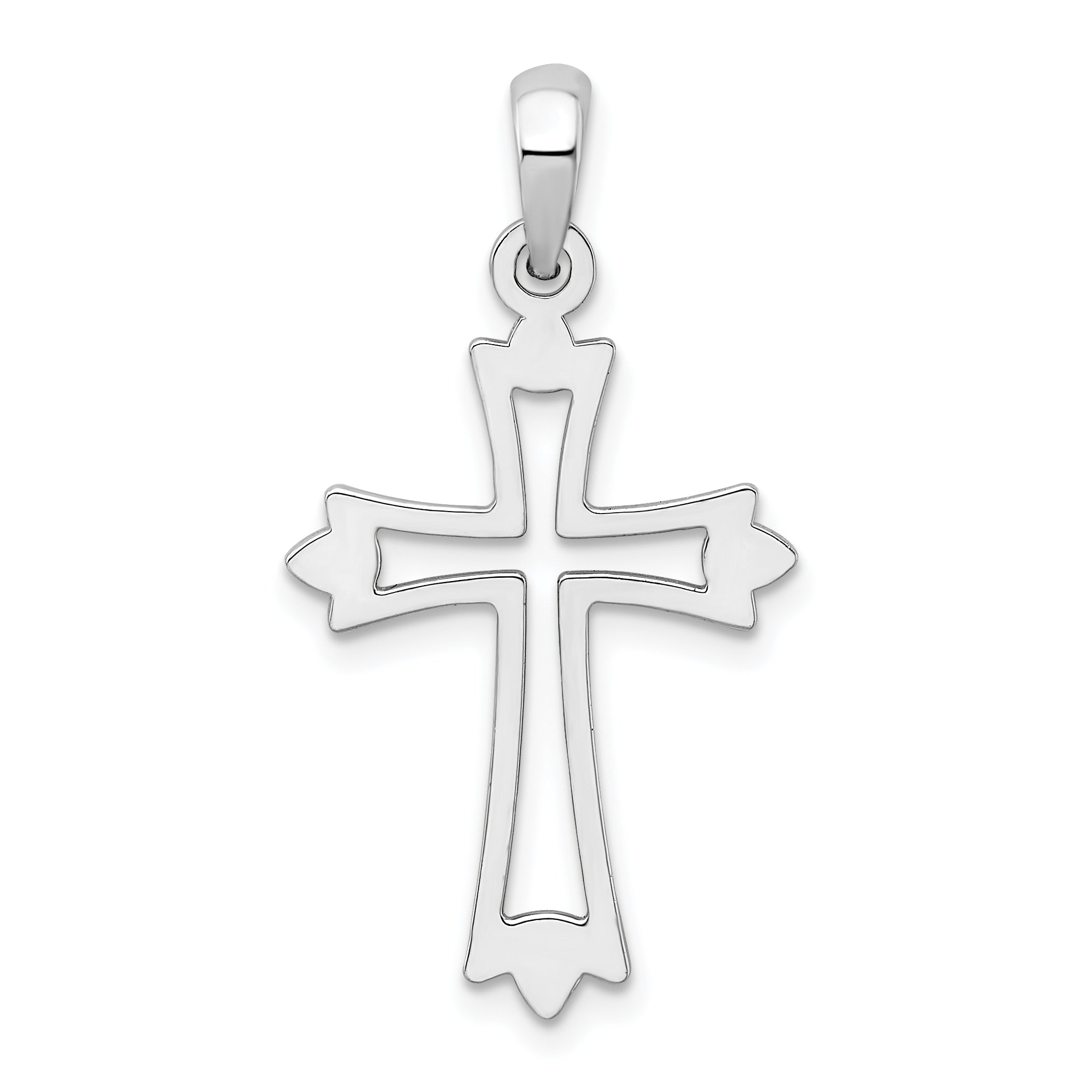 De-Ani Sterling Silver Rhodium-Plated Pointed Ends Cut-Out Cross Pendant Main image