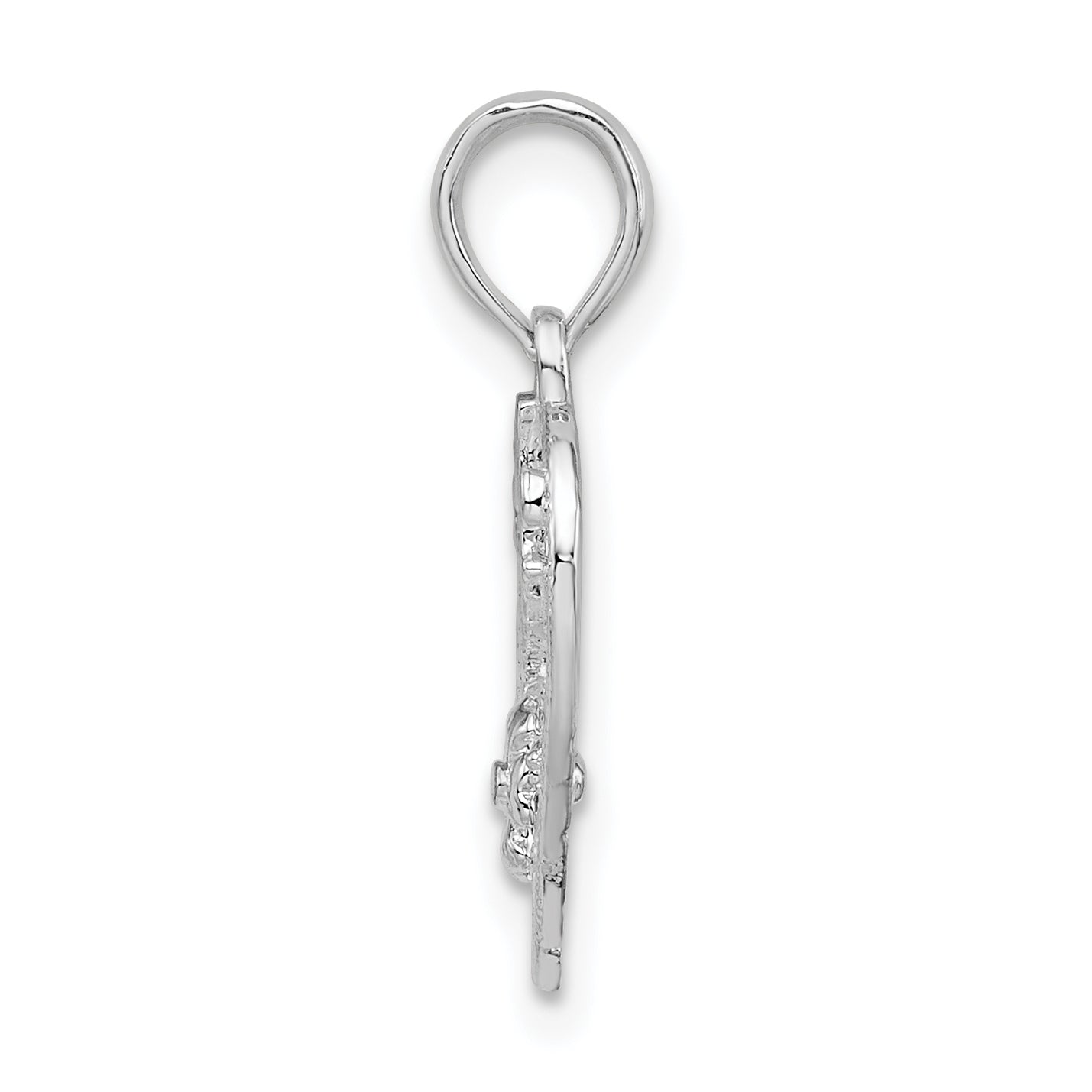De-Ani Sterling Silver Rhodium-Plated Polished #1 Sister with Flower Heart Pendant Secondary image