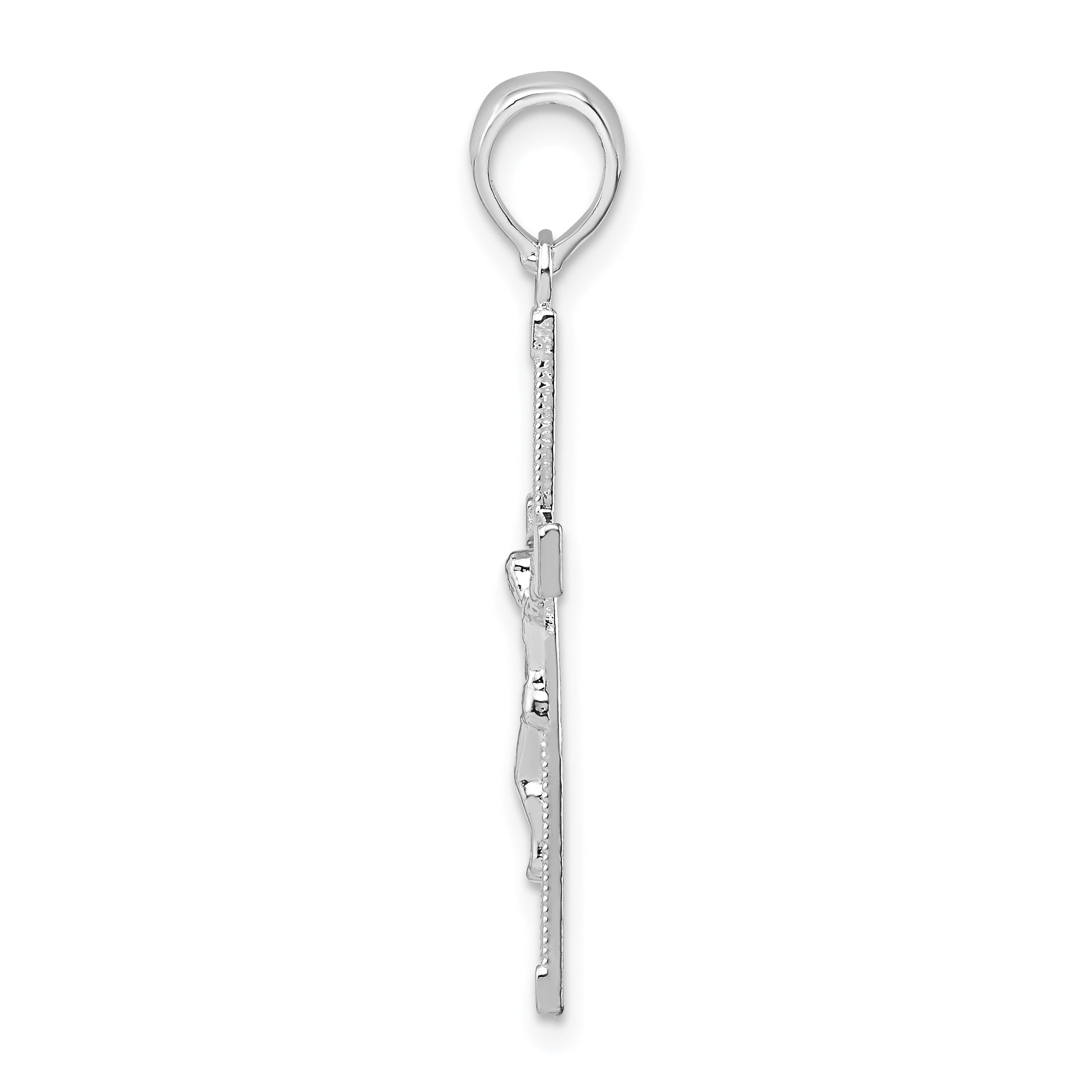 De-Ani Sterling Silver Rhodium-Plated Polished Latin Crucifix Pendant Secondary image