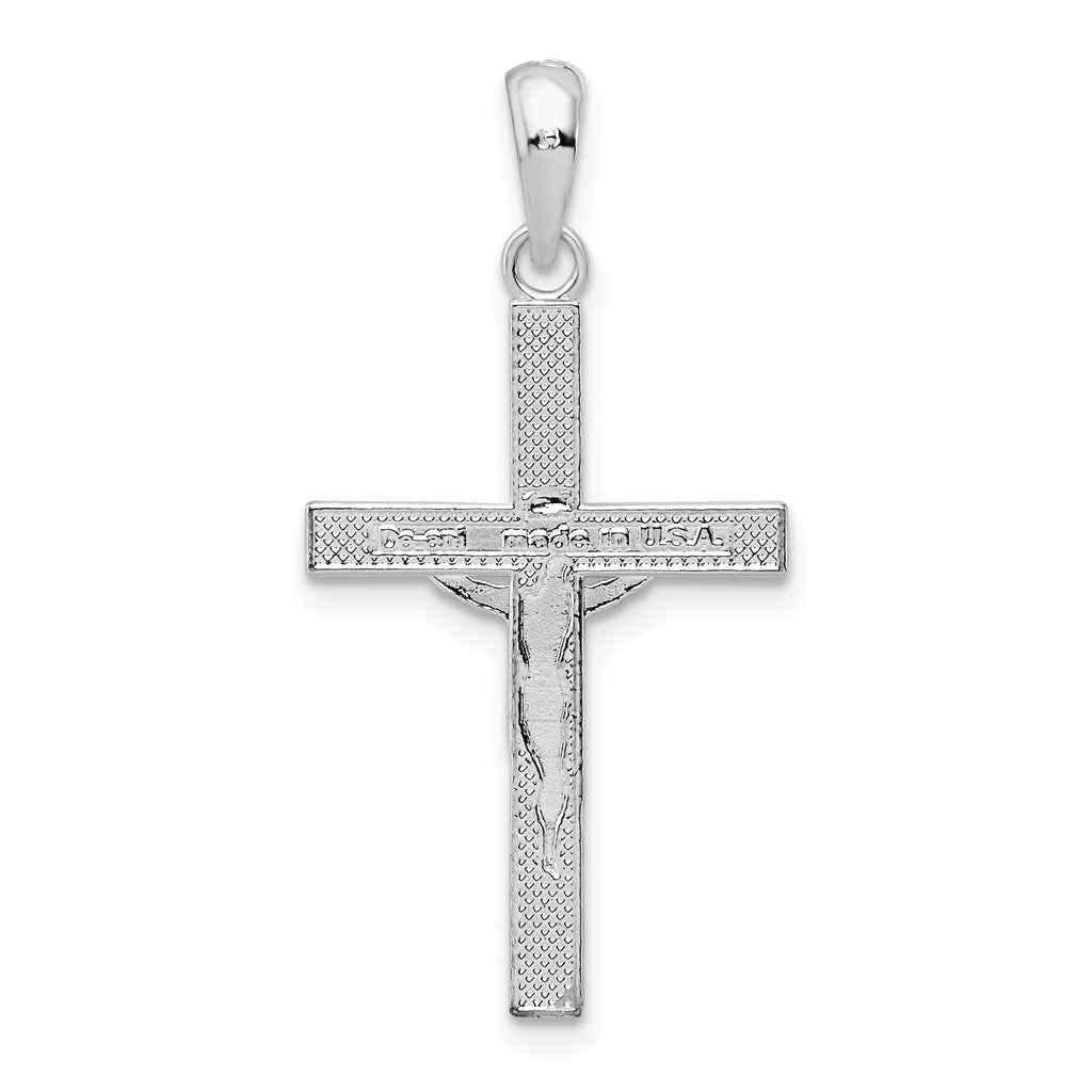 De-Ani Sterling Silver Rhodium-Plated Polished Latin Crucifix Pendant