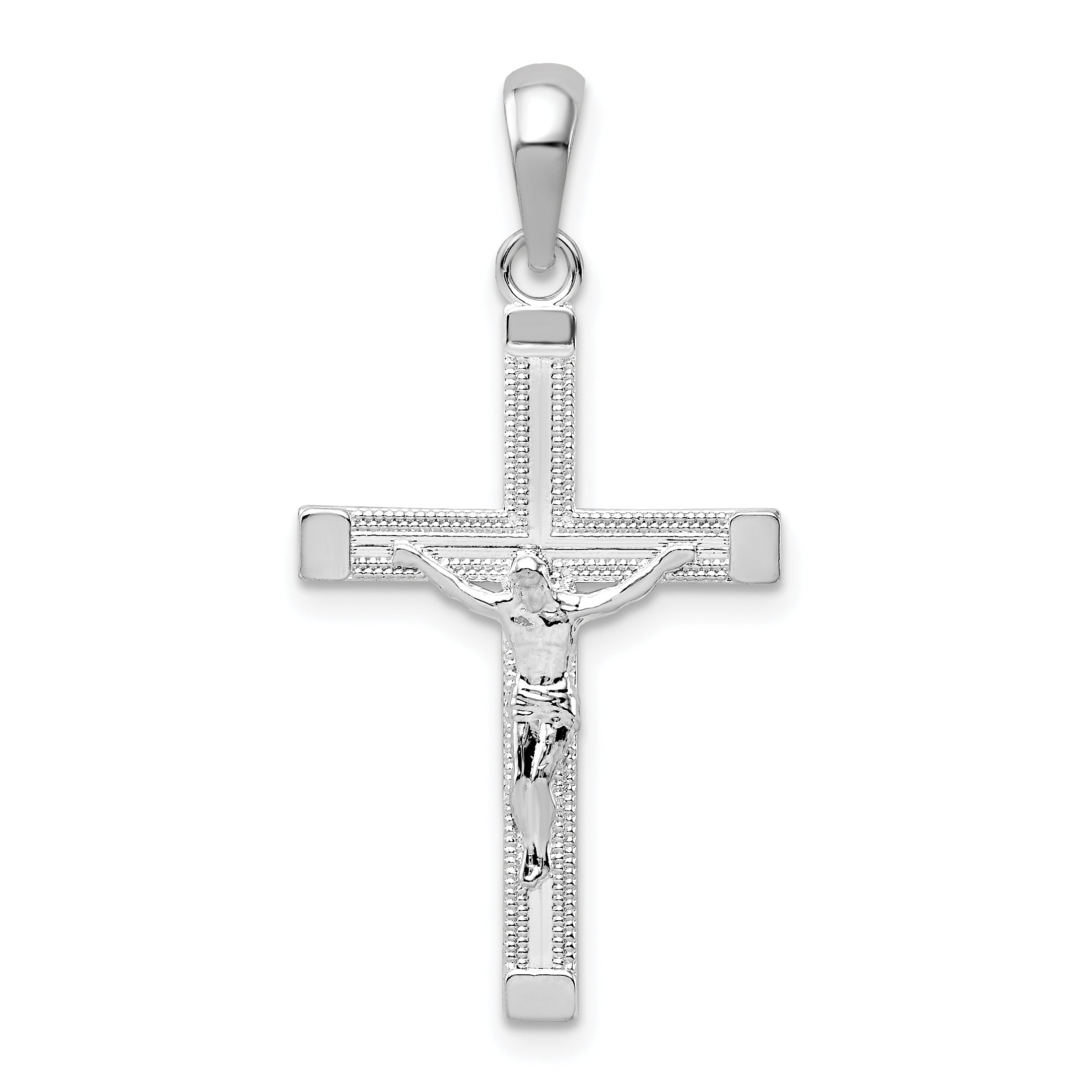 De-Ani Sterling Silver Rhodium-Plated Polished Latin Crucifix Pendant Main image