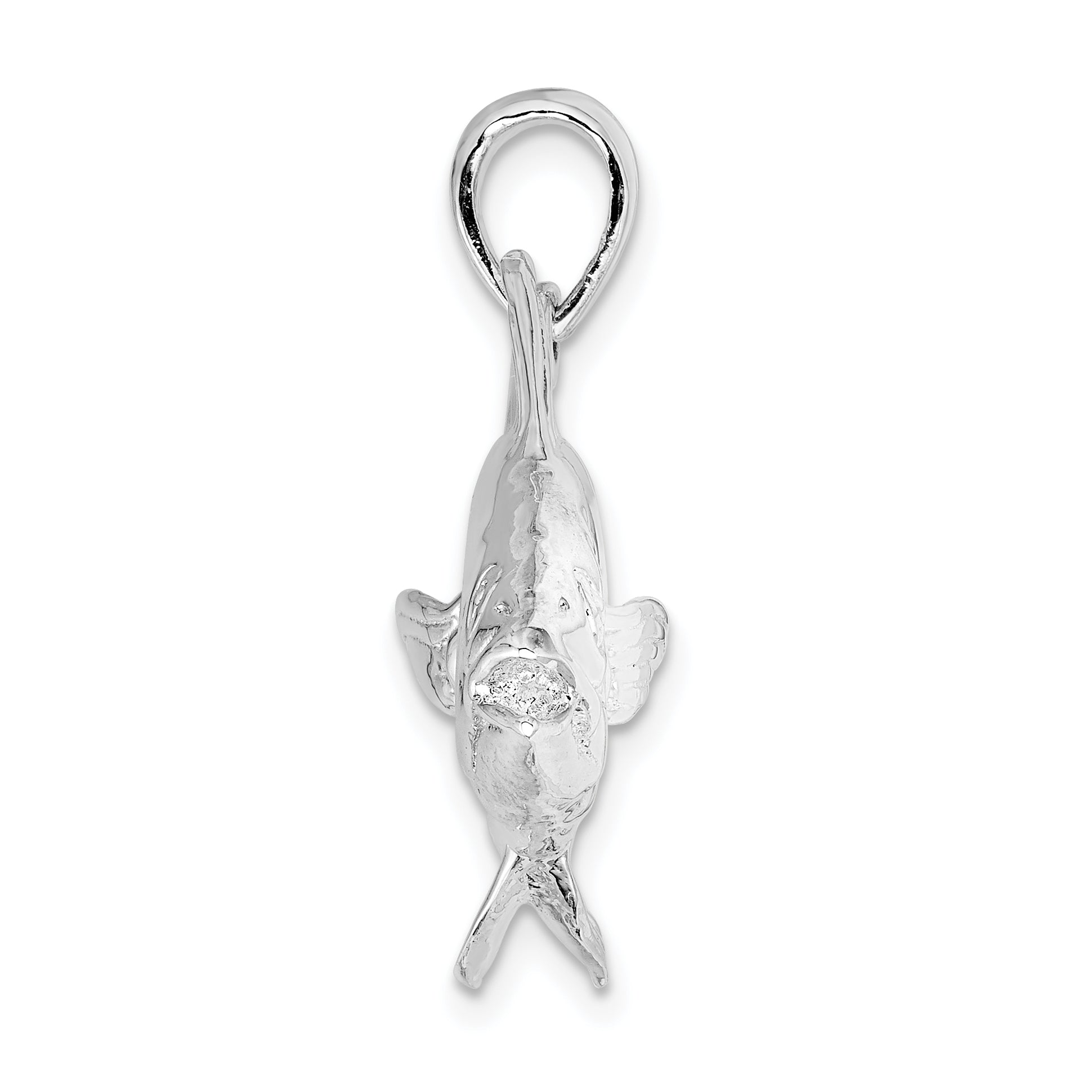 De-Ani Sterling Silver Rhodium-Plated Polished Skipjack Tuna Fish Pendant Secondary image