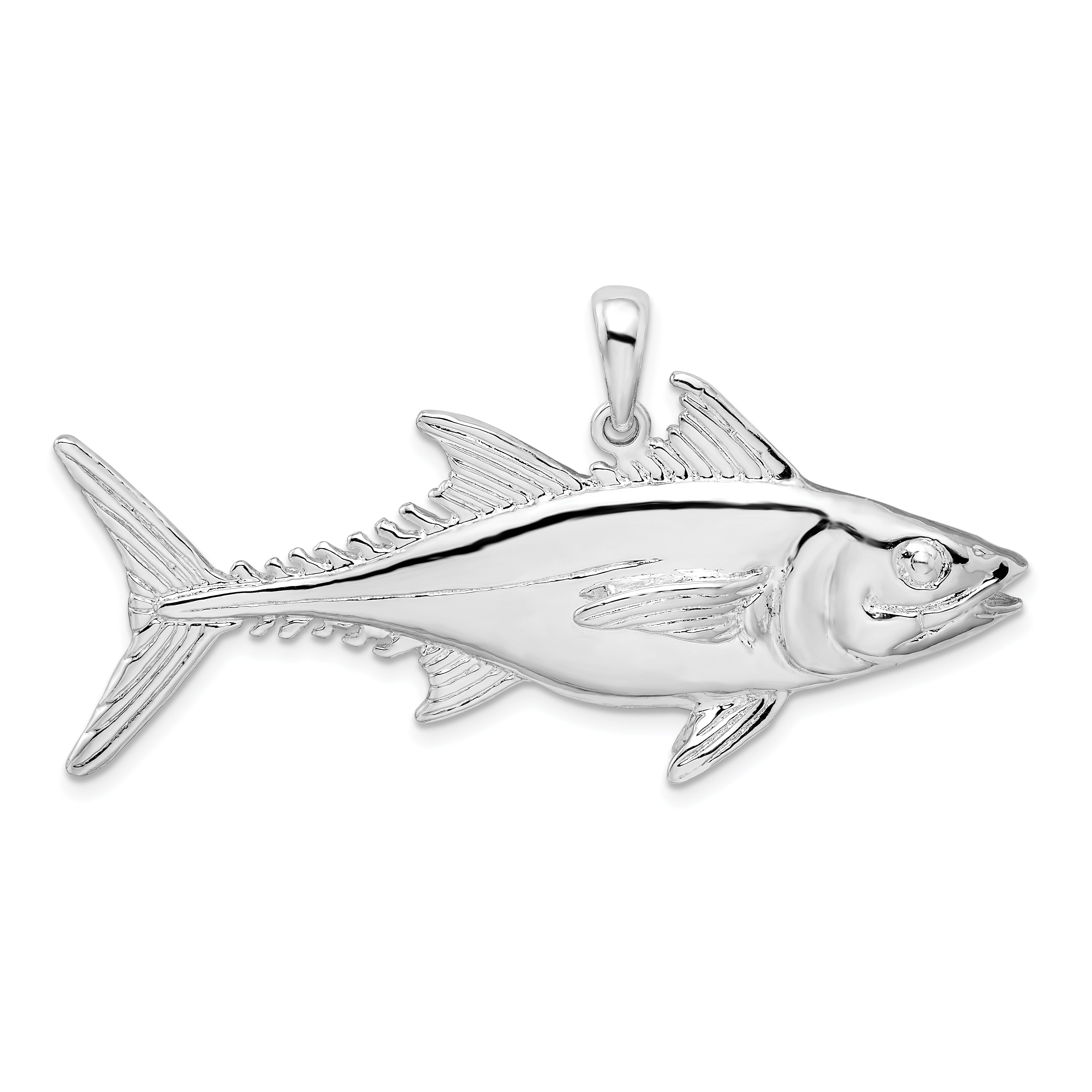 De-Ani Sterling Silver Rhodium-Plated Polished Skipjack Tuna Fish Pendant Main image