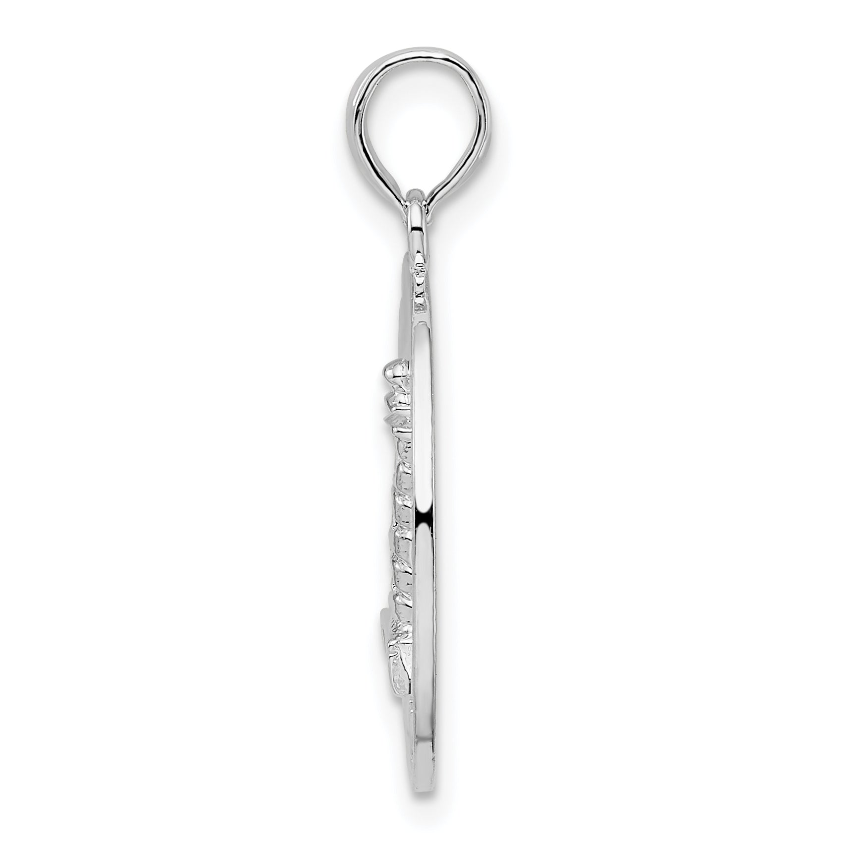 De-Ani Sterling Silver Rhodium-Plated Pentwater Michigan Circle with Lighthouse Pendant Secondary image