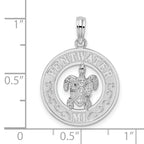 De-Ani Sterling Silver Rhodium-Plated Pentwater Michigan Circle with Turtle Pendant