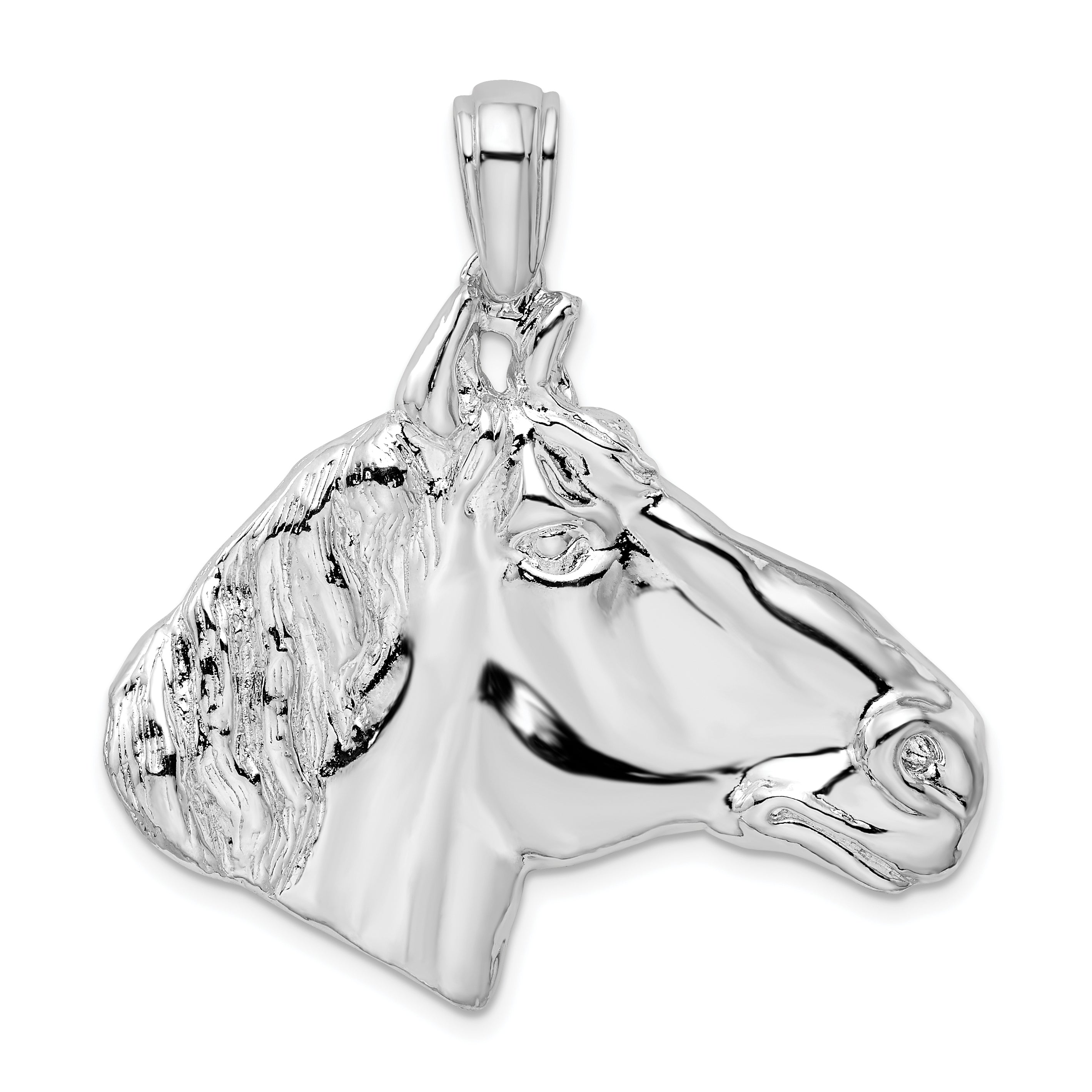 De-Ani Sterling Silver Rhodium-Plated Polished Large Horse Head Pendant Main image