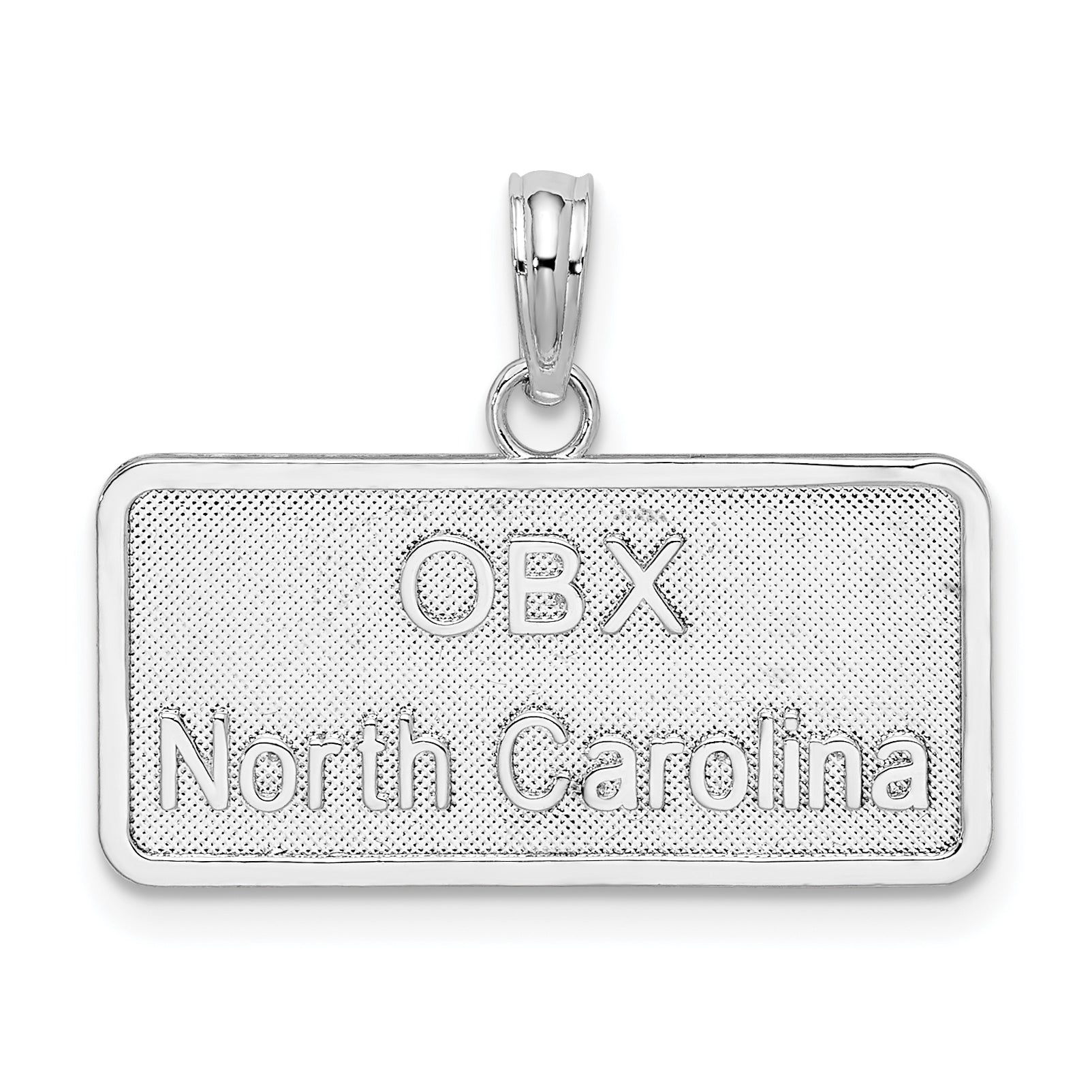 De-Ani Sterling Silver Rhodium-Plated OBX North Carolina License Plate Pendant Main image