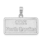 De-Ani Sterling Silver Rhodium-Plated OBX North Carolina License Plate Pendant