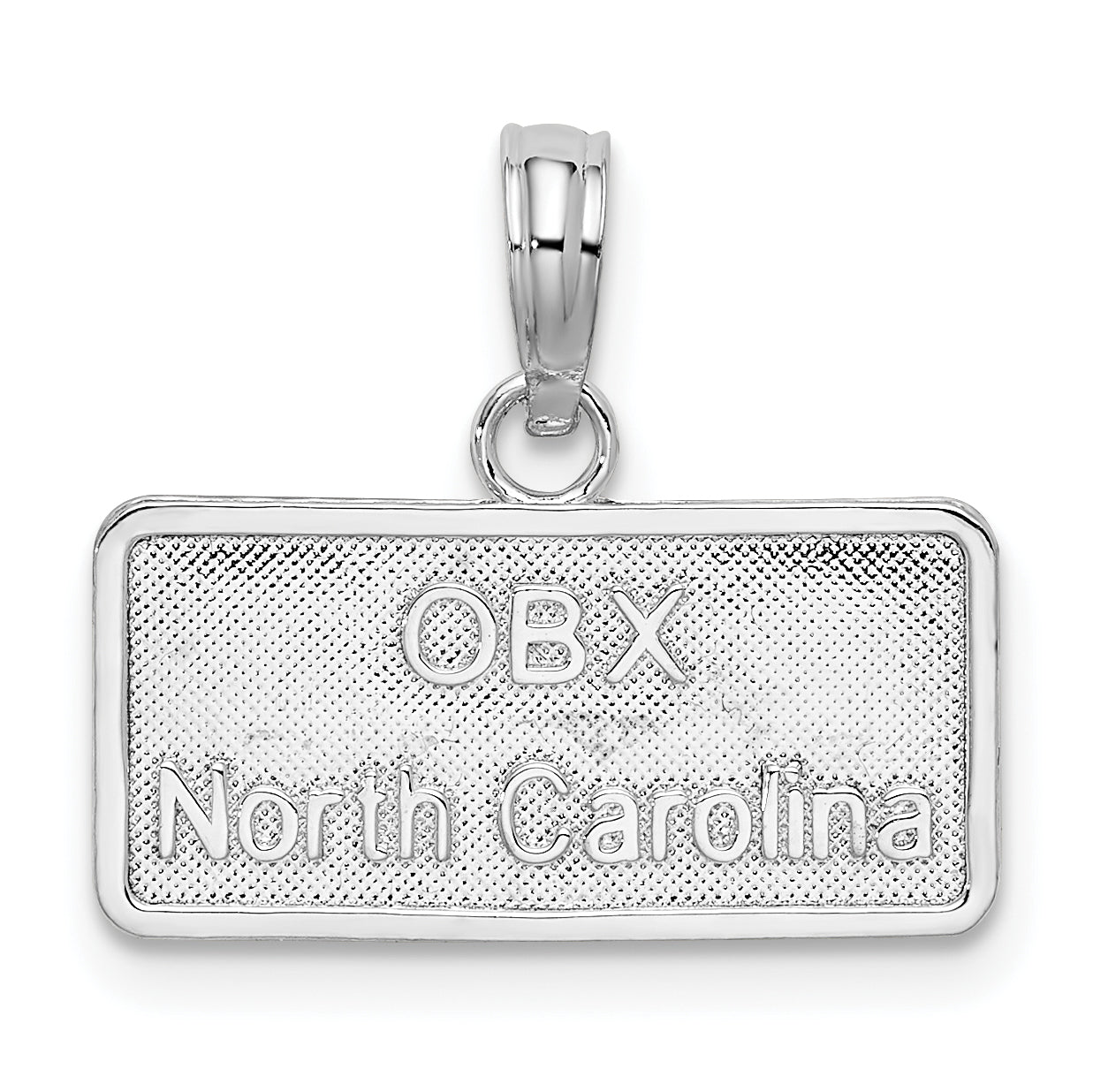 De-Ani Sterling Silver Rhodium-Plated OBX North Carolina License Plate Pendant Main image