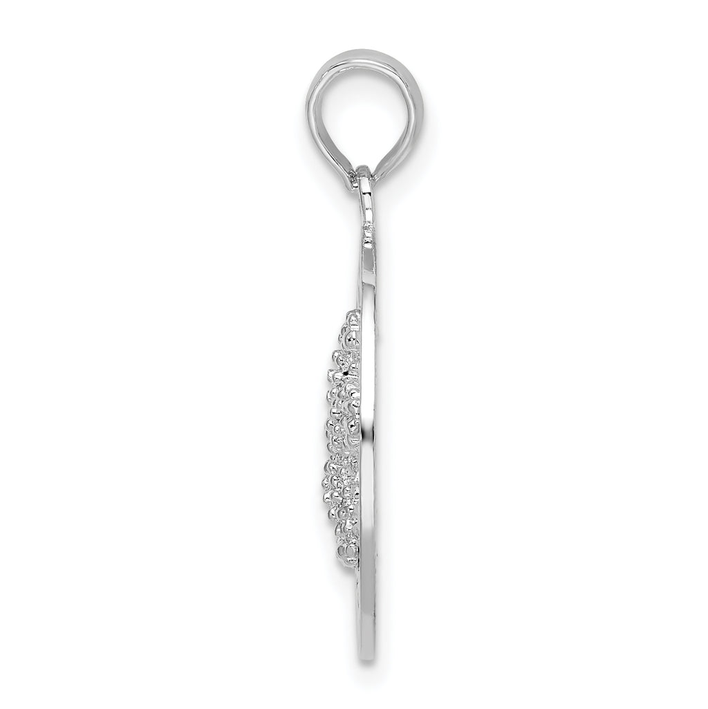 De-Ani Sterling Silver Rhodium-Plated Port Aransas Circle with Starfish Pendant