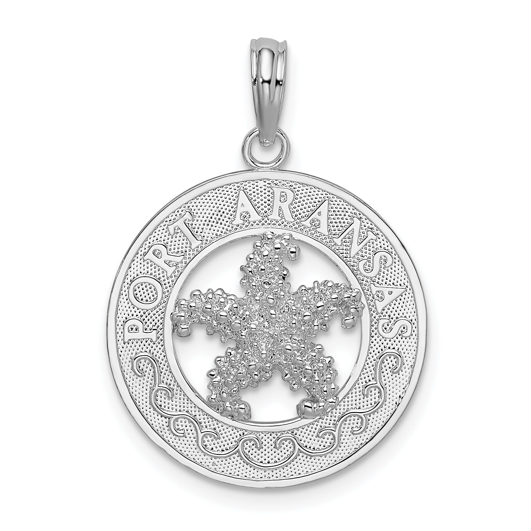 De-Ani Sterling Silver Rhodium-Plated Port Aransas Circle with Starfish Pendant Main image