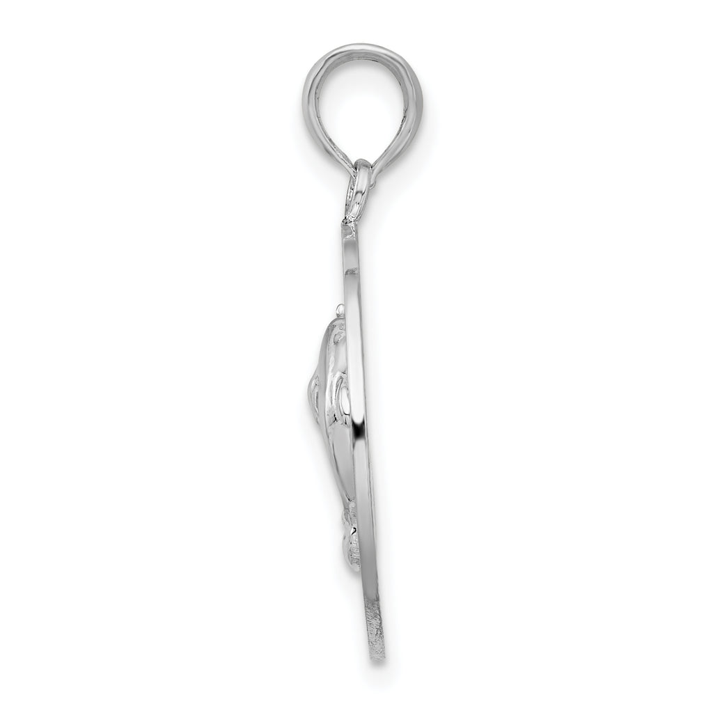 De-Ani Sterling Silver Rhodium-Plated Port Aransas Circle with Dolphins Pendant