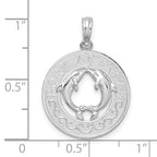 De-Ani Sterling Silver Rhodium-Plated Port Aransas Circle with Dolphins Pendant