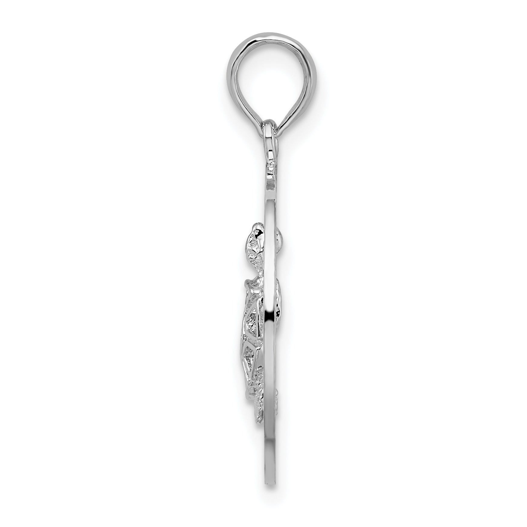 De-Ani Sterling Silver Rhodium-Plated Port Aransas Circle with Turtle Pendant Secondary image