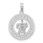De-Ani Sterling Silver Rhodium-Plated Port Aransas Circle with Turtle Pendant