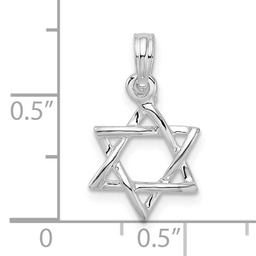 De-Ani Sterling Silver Rhodium-plated Polished 3D Cut-Out Star of David Pendant