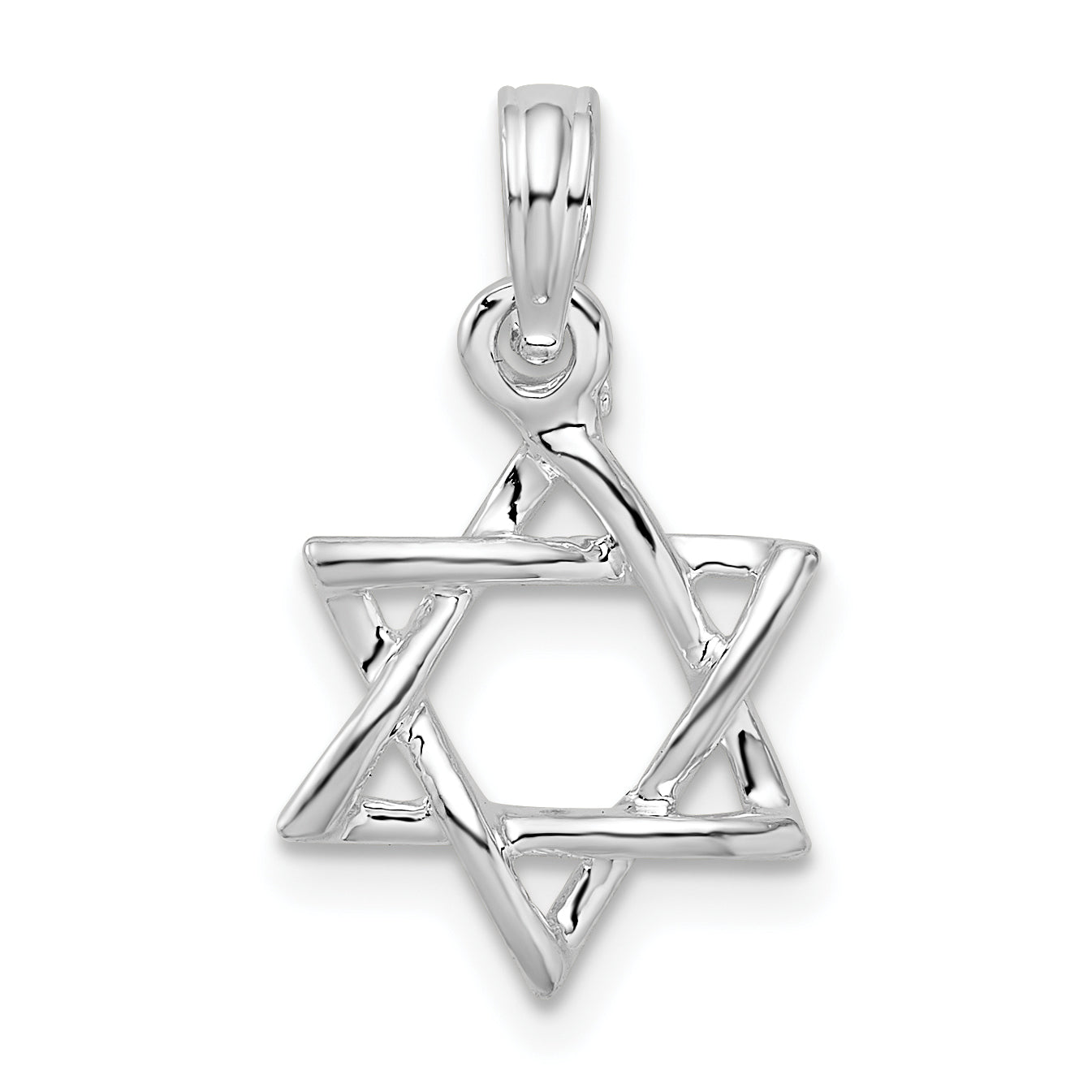 De-Ani Sterling Silver Rhodium-plated Polished 3D Cut-Out Star of David Pendant Main image