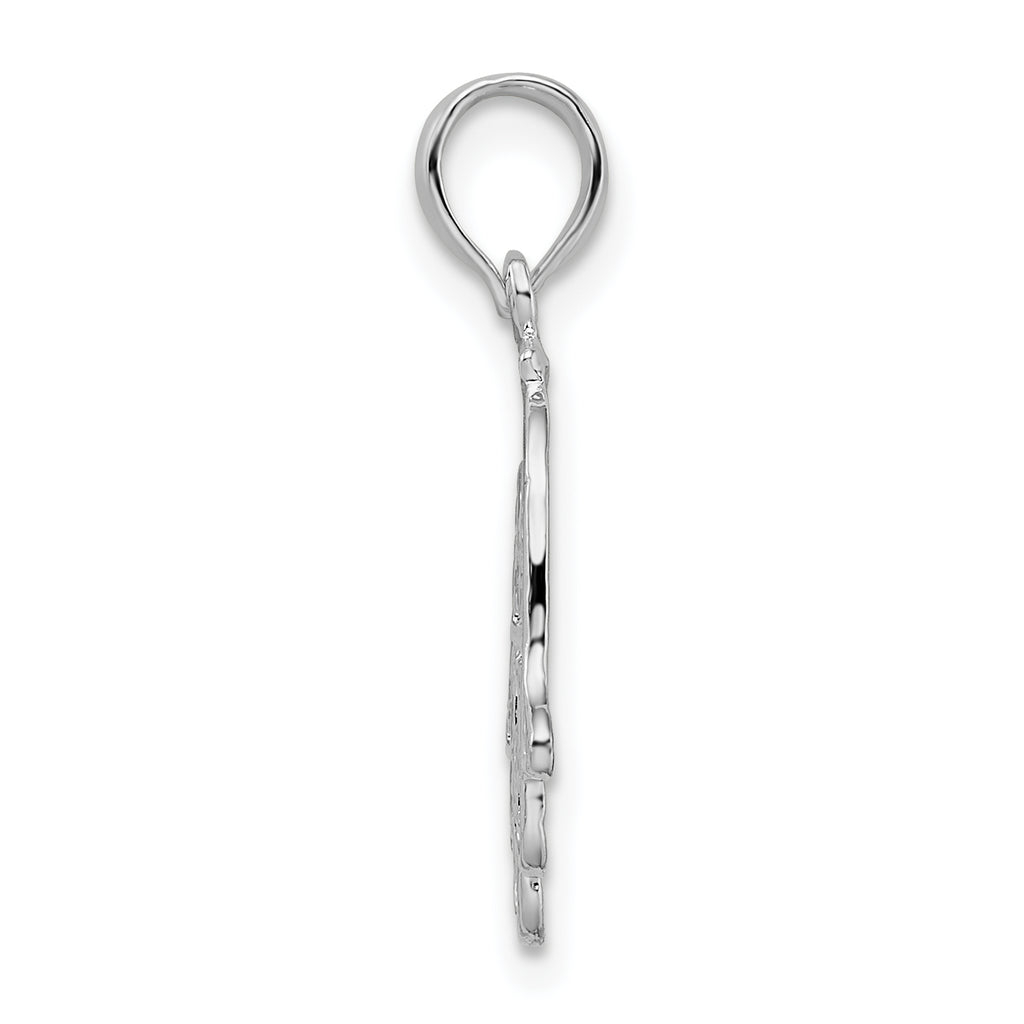 De-Ani Sterling Silver Rhodium-Plated Polished Cut-Out Hamsa Pendant