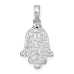 De-Ani Sterling Silver Rhodium-Plated Polished Cut-Out Hamsa Pendant