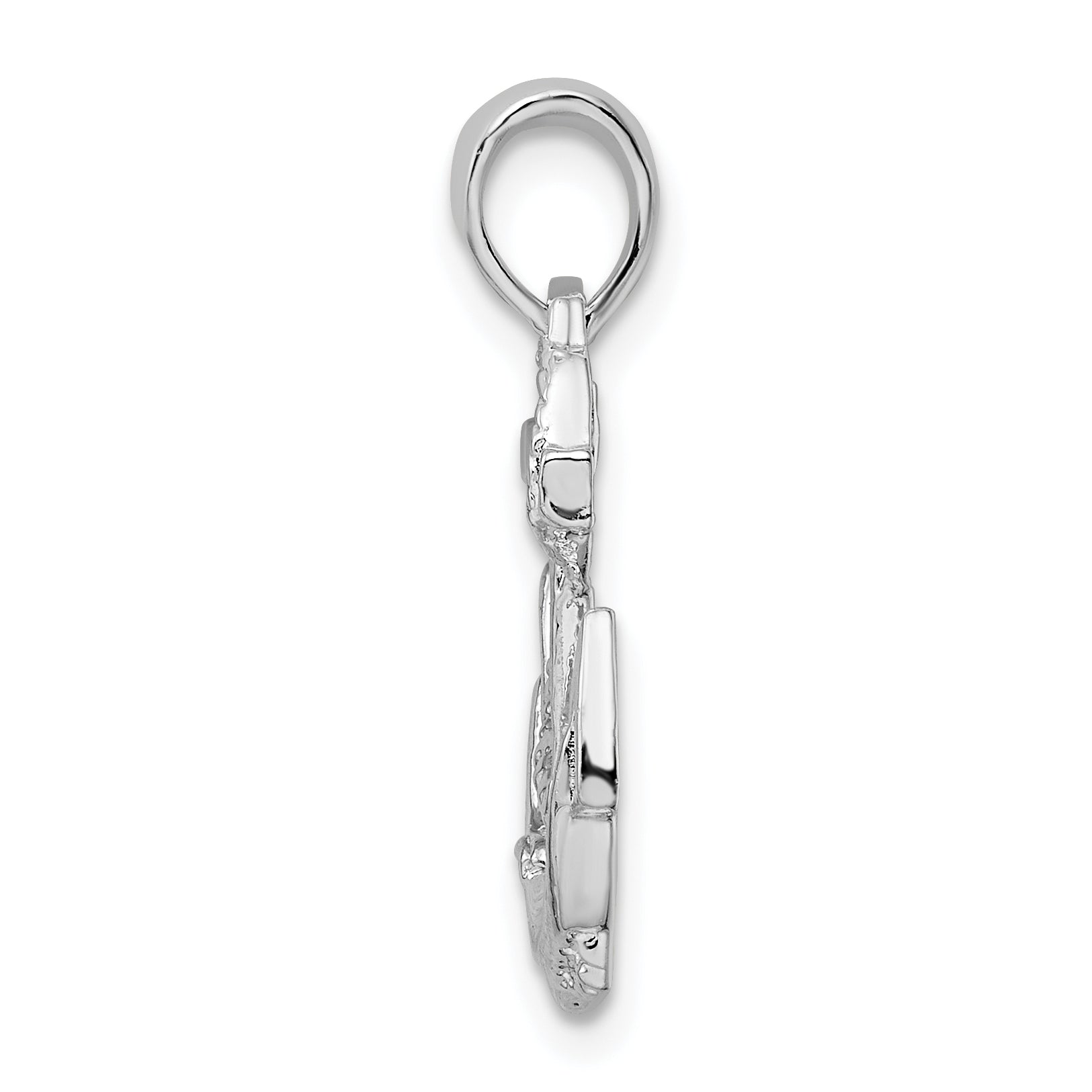 De-Ani Sterling Silver Rhodium-Plated Polished Anchor with Rope Pendant Secondary image