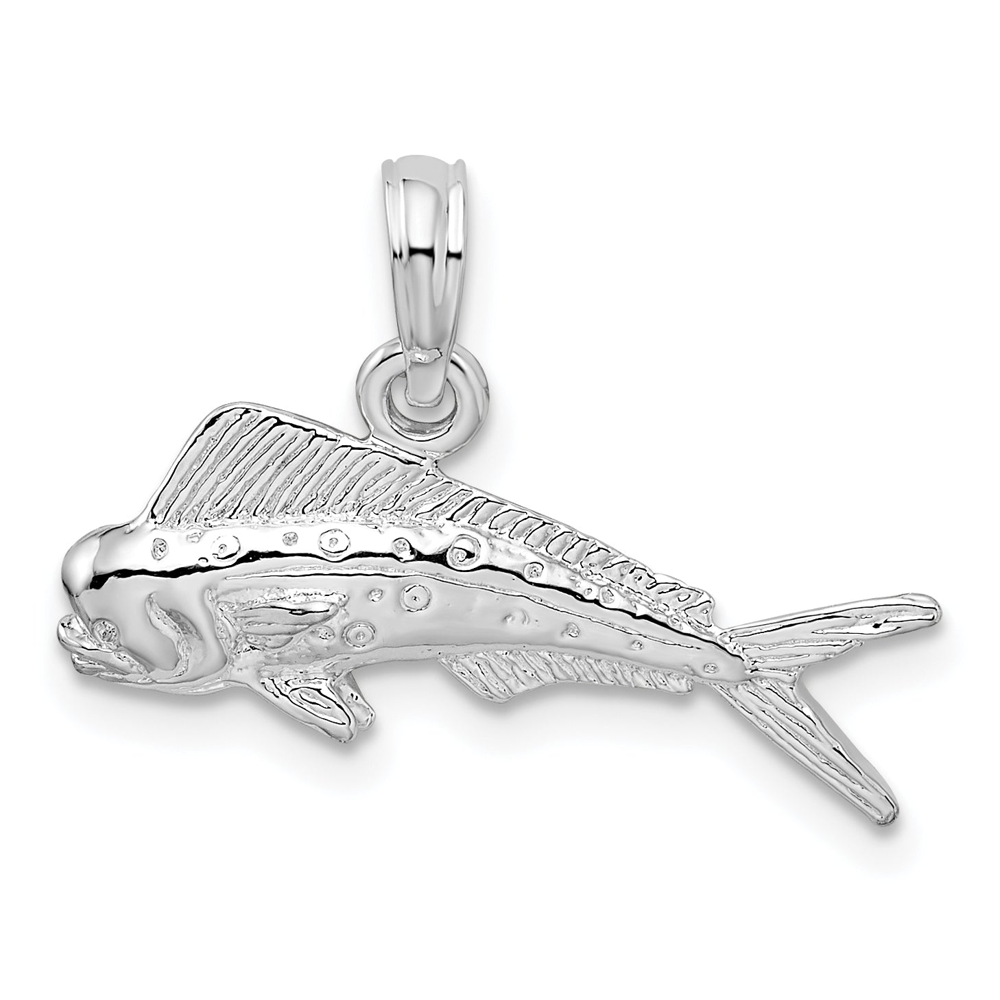 De-Ani Sterling Silver Rhodium-Plated Polished Mahi-Mahi Fish Pendant Main image