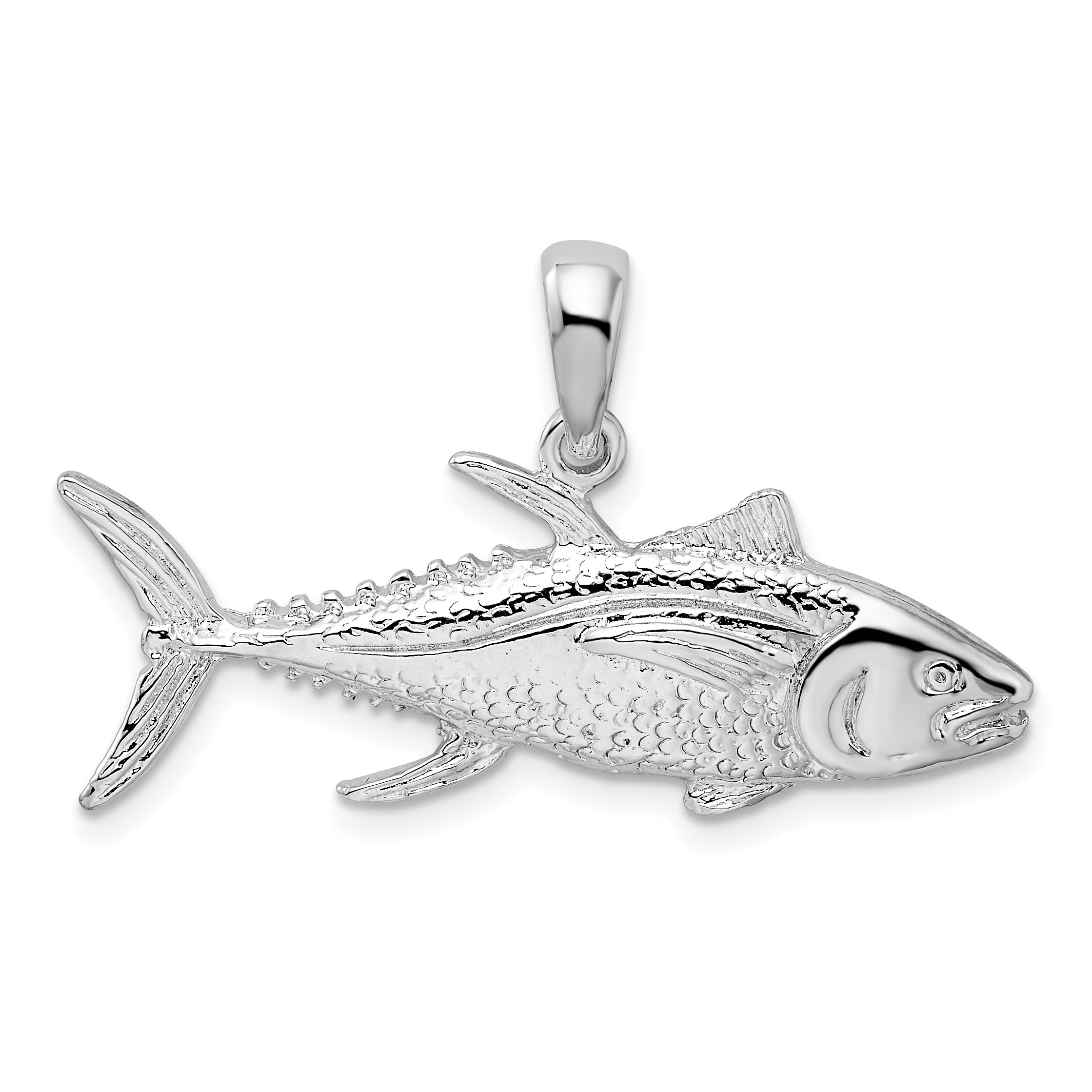 De-Ani Sterling Silver Rhodium-Plated Polished Yellowfin Tuna Fish Pendant Main image