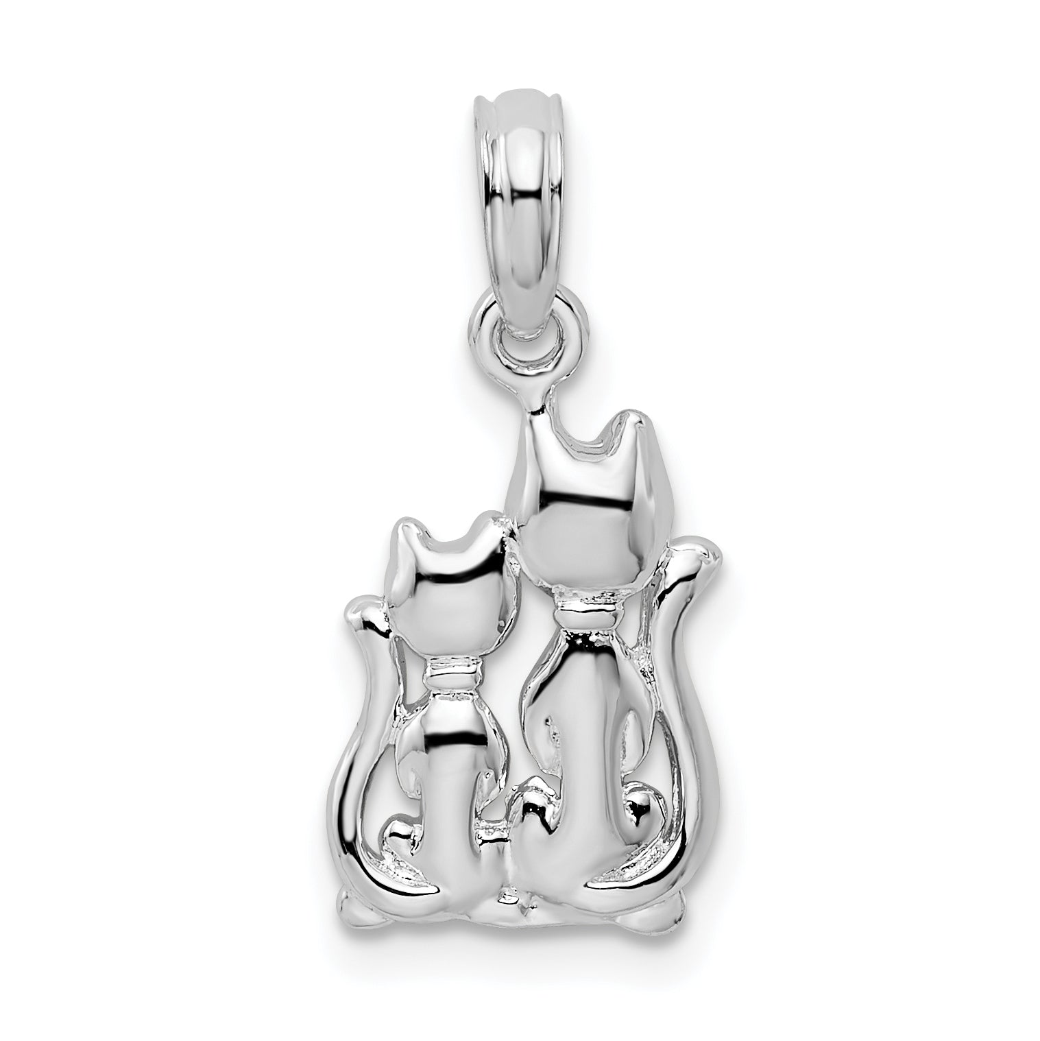 De-Ani Sterling Silver Rhodium-Plated Polished Big and Little Cats Pendant Main image