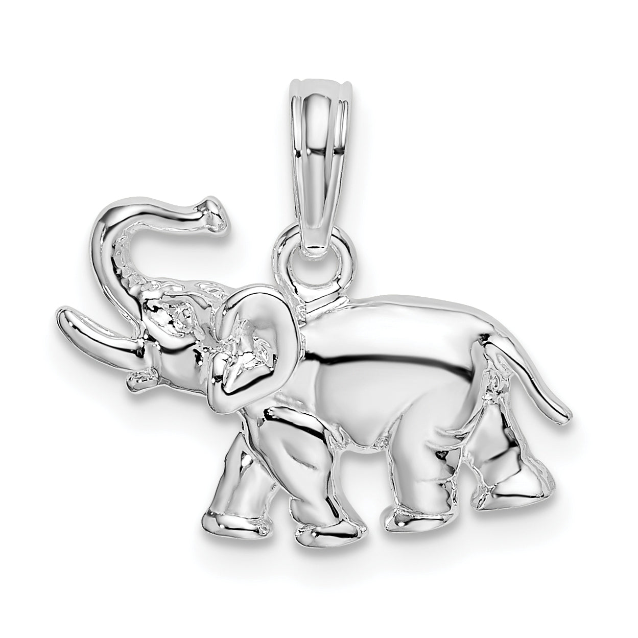 De-Ani Sterling Silver Rhodium-Plated Polished Elephant Pendant Main image