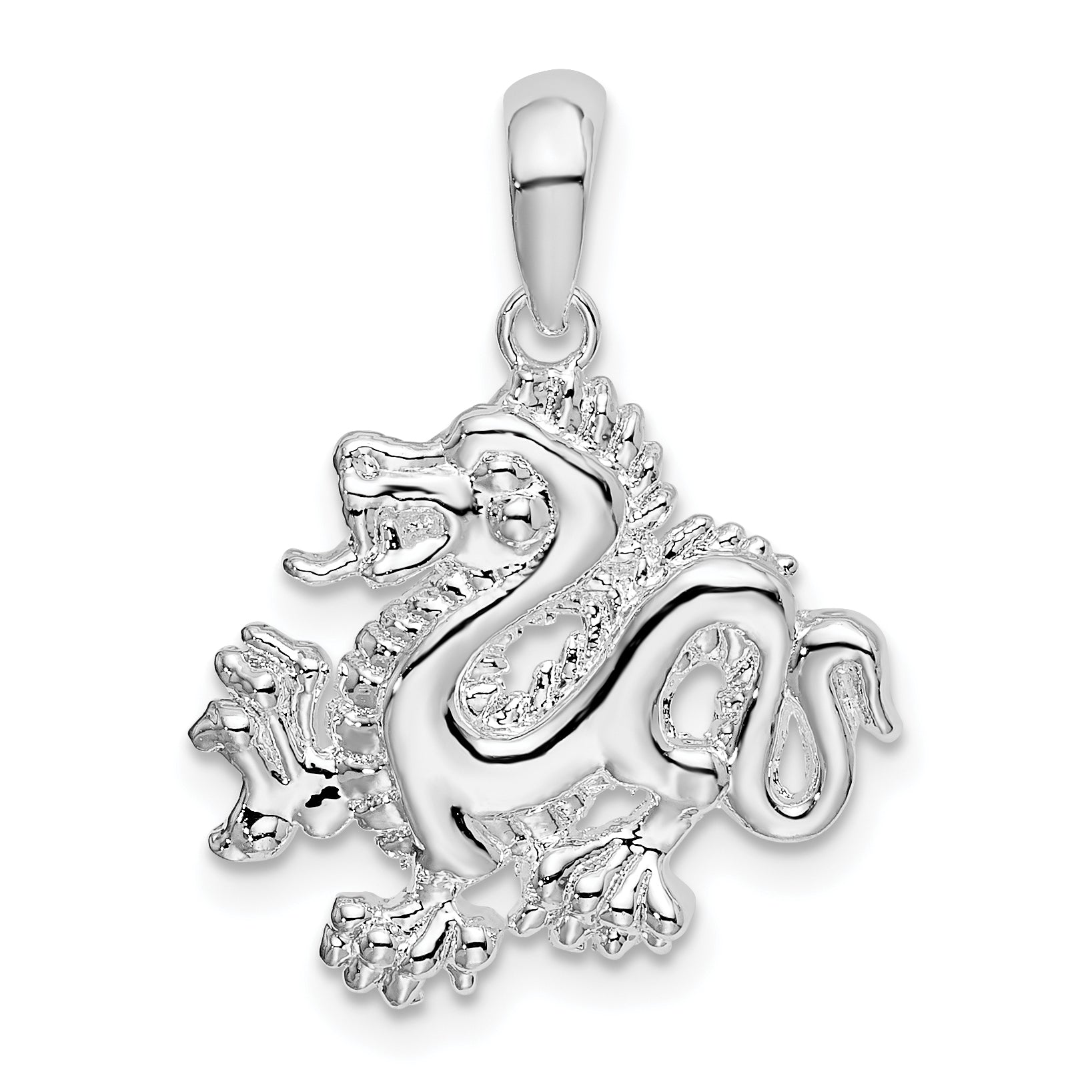 De-Ani Sterling Silver Rhodium-Plated Polished Small Dragon Pendant Main image